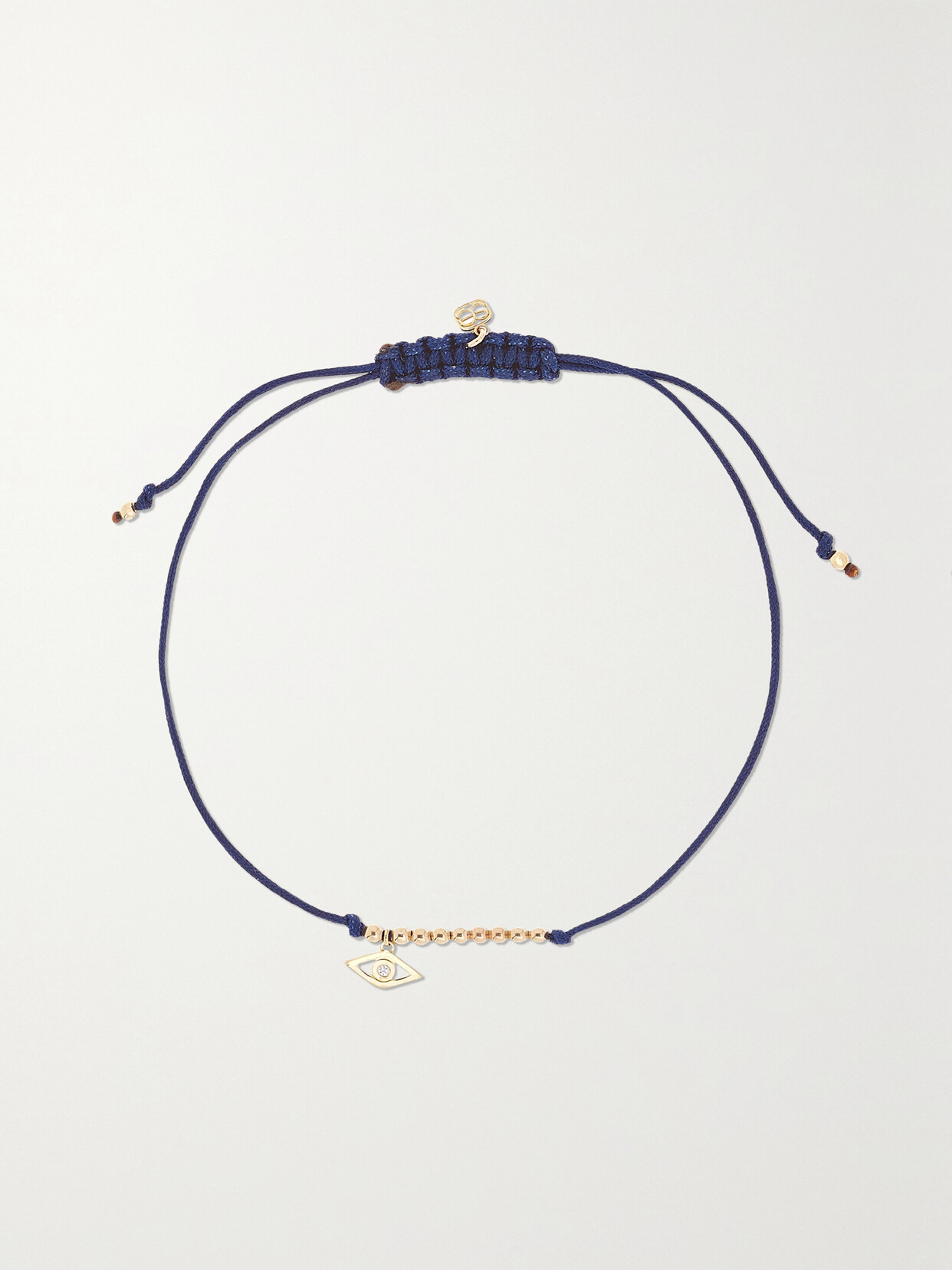 Shop Sydney Evan Evil Eye 14-karat Gold, Cord And Diamond Bracelet