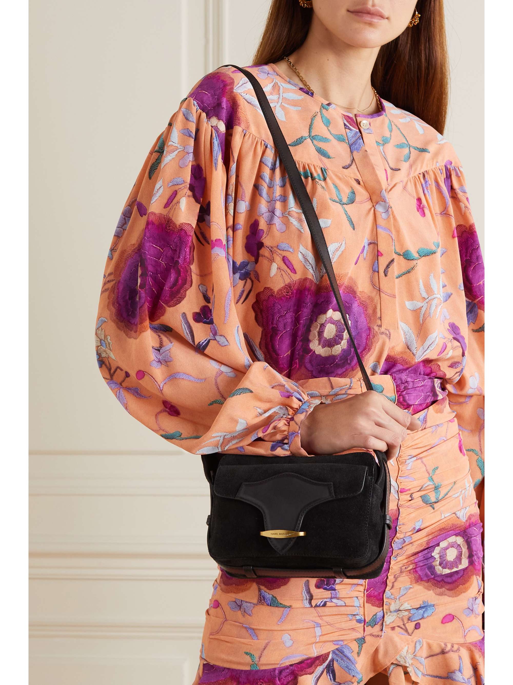 ISABEL MARANT Wasy leathertrimmed suede shoulder bag NETAPORTER