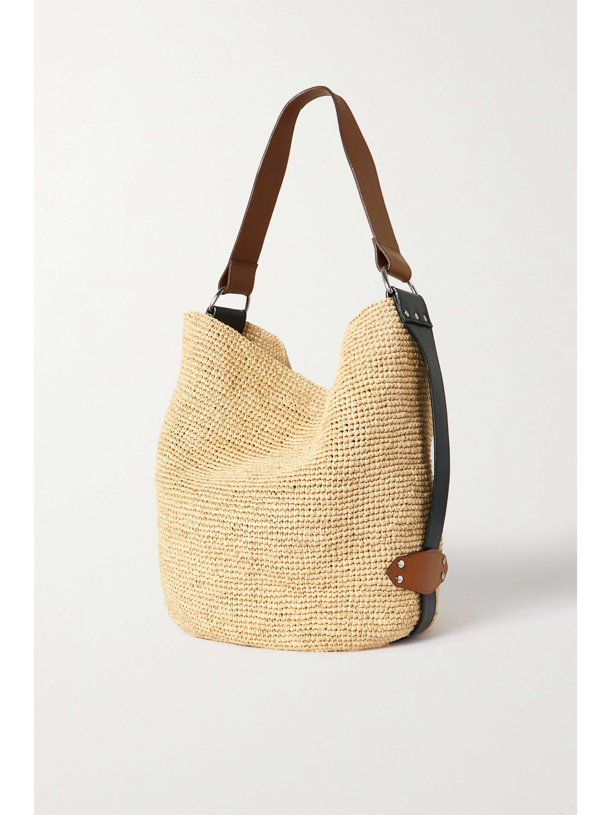 ISABEL MARANT Bayia leather-trimmed raffia tote