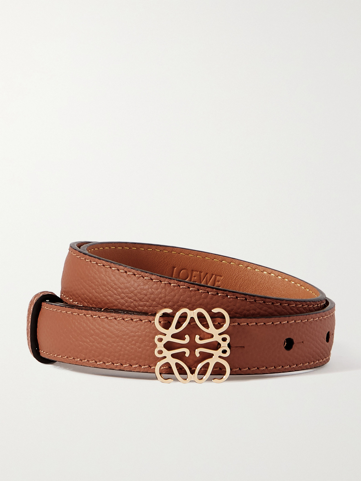 Loewe Anagram Textured-leather Belt In Brown