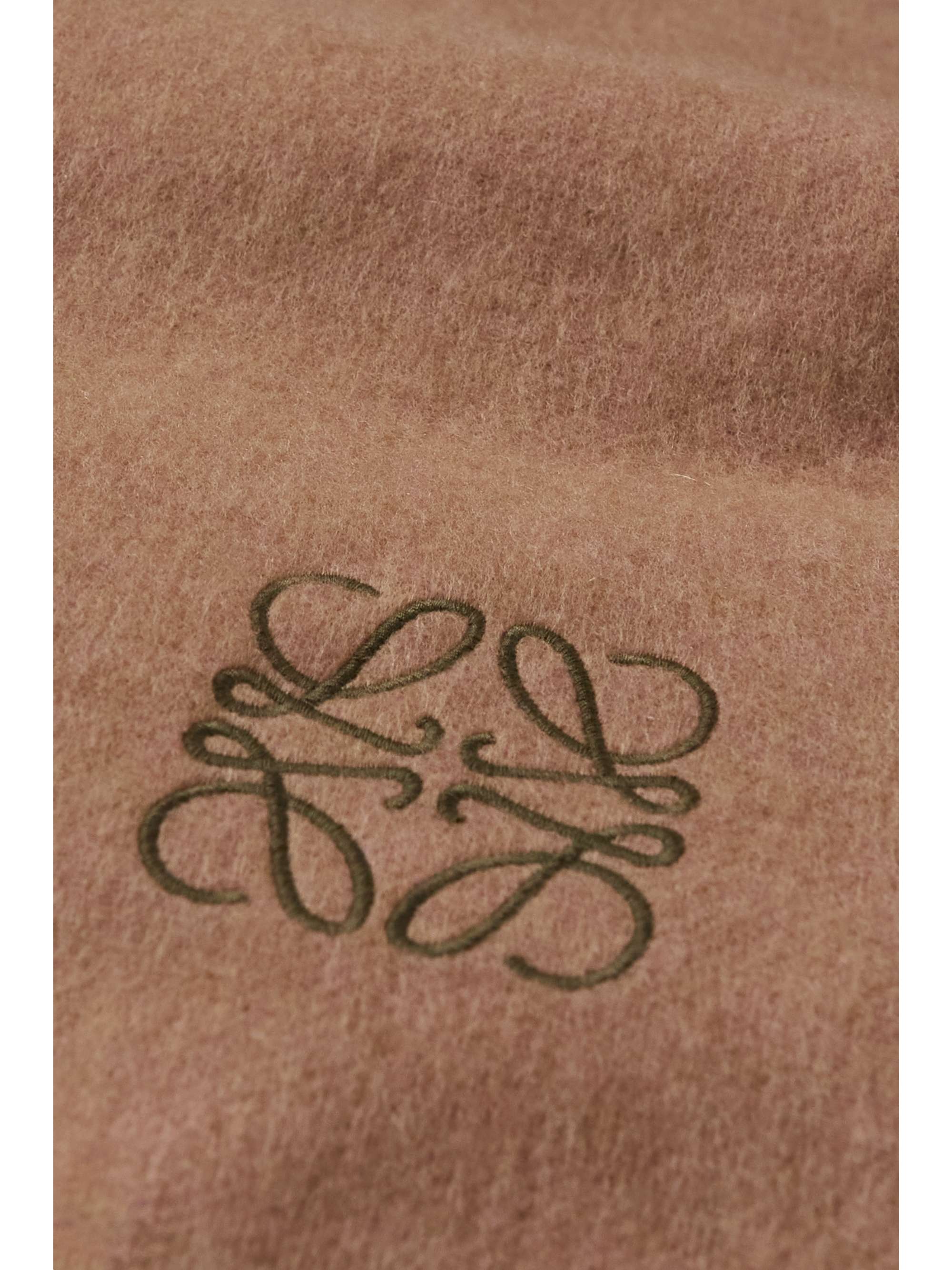 LOEWE Fringed logo-embroidered two-tone wool and cashmere-blend scarf