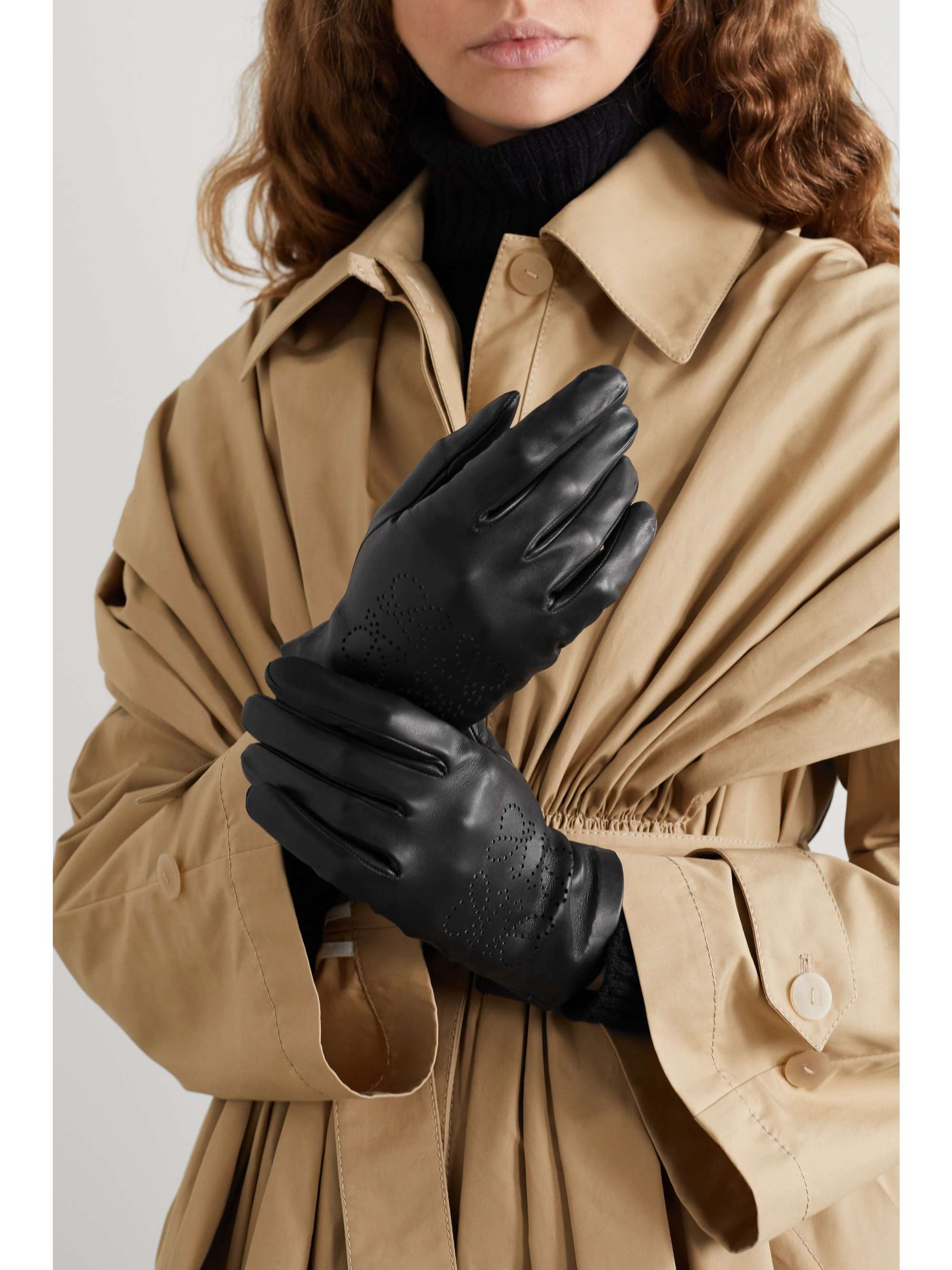 LOEWE Anagram perforated leather gloves