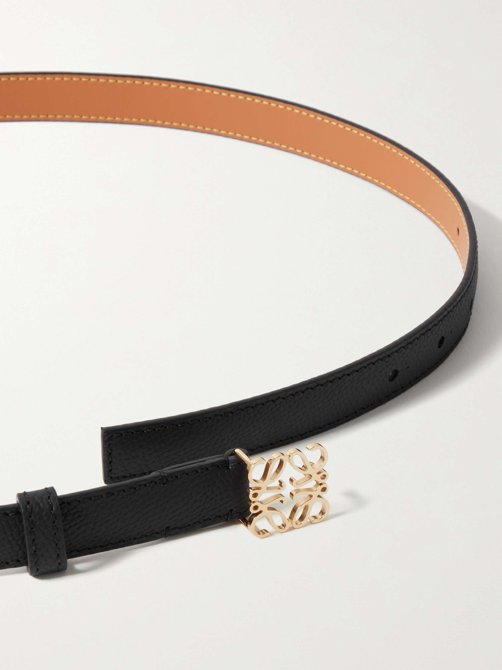 Anagram elastic belt in webbing and brass Black/Gold - LOEWE