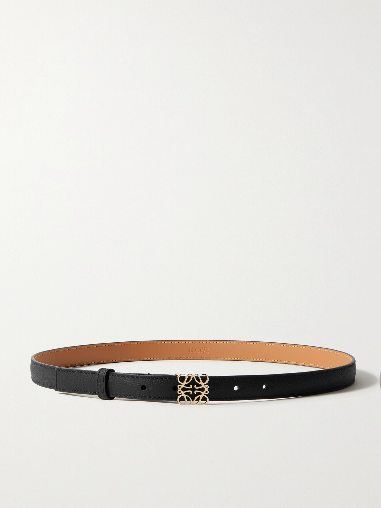 Loewe Anagram Textured-leather Belt In Black