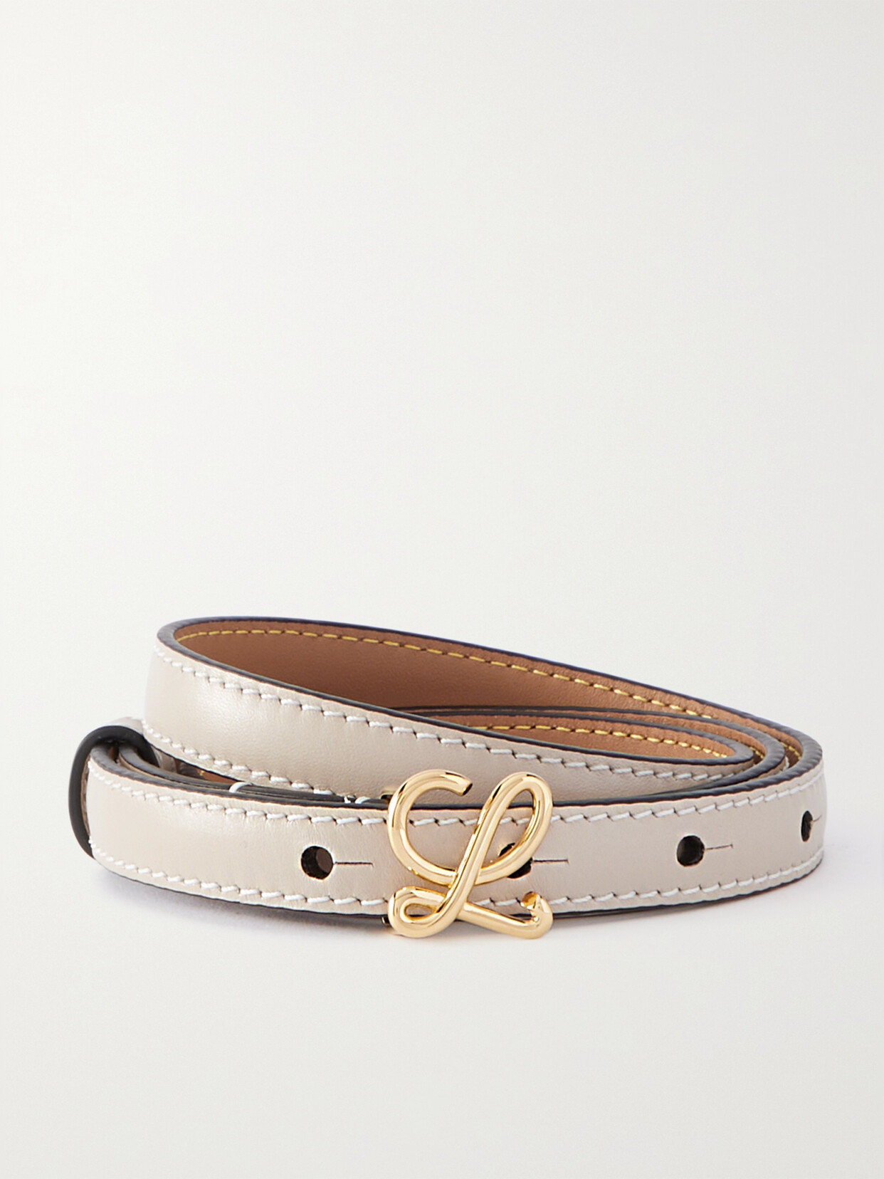 Shop Loewe Textured-leather Belt In Neutrals