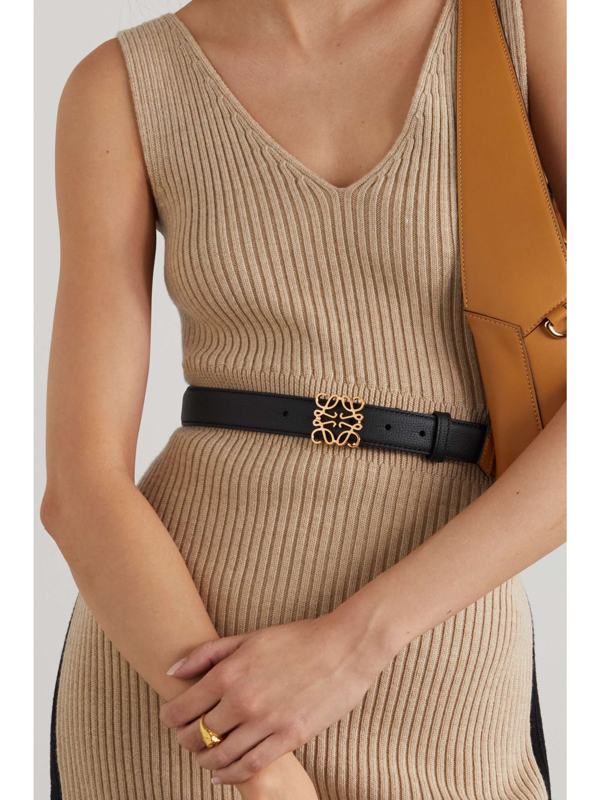 LOEWE Anagram textured-leather waist belt