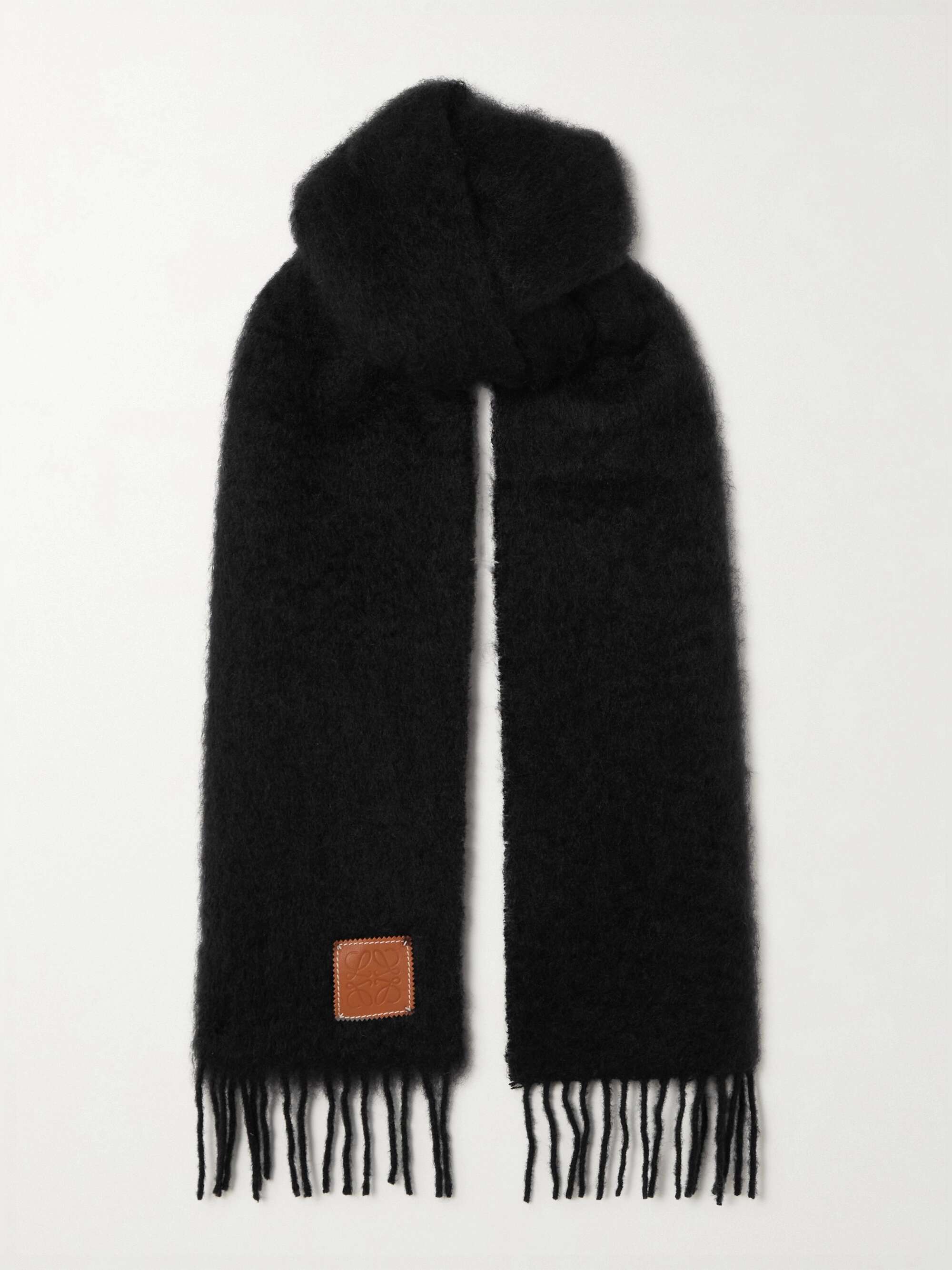 フリンジ付き すばらし LOEWE マフラー 黒