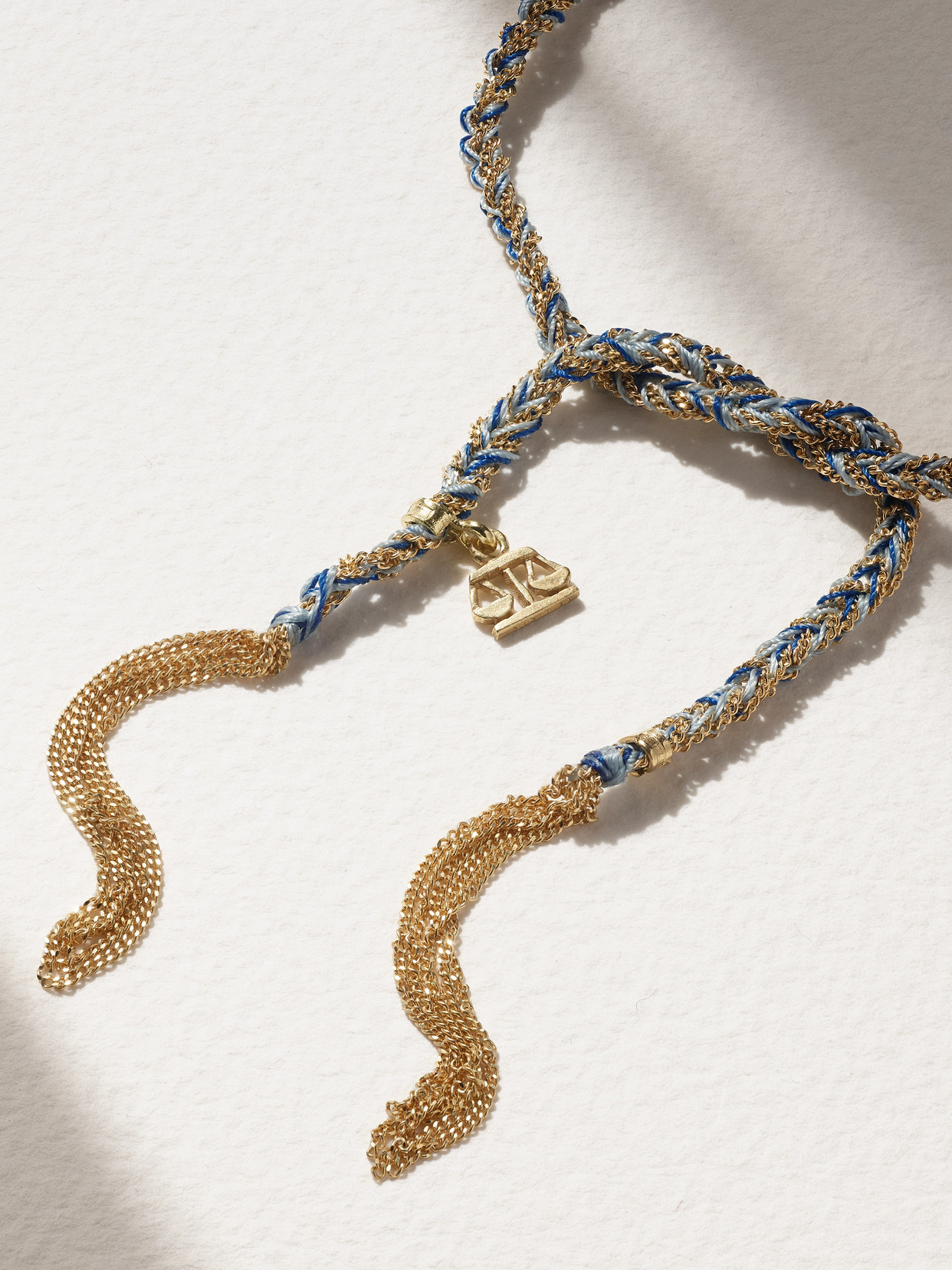 CAROLINA BUCCI BALANCE LUCKY 18-KARAT GOLD AND SILK BRACELET 
