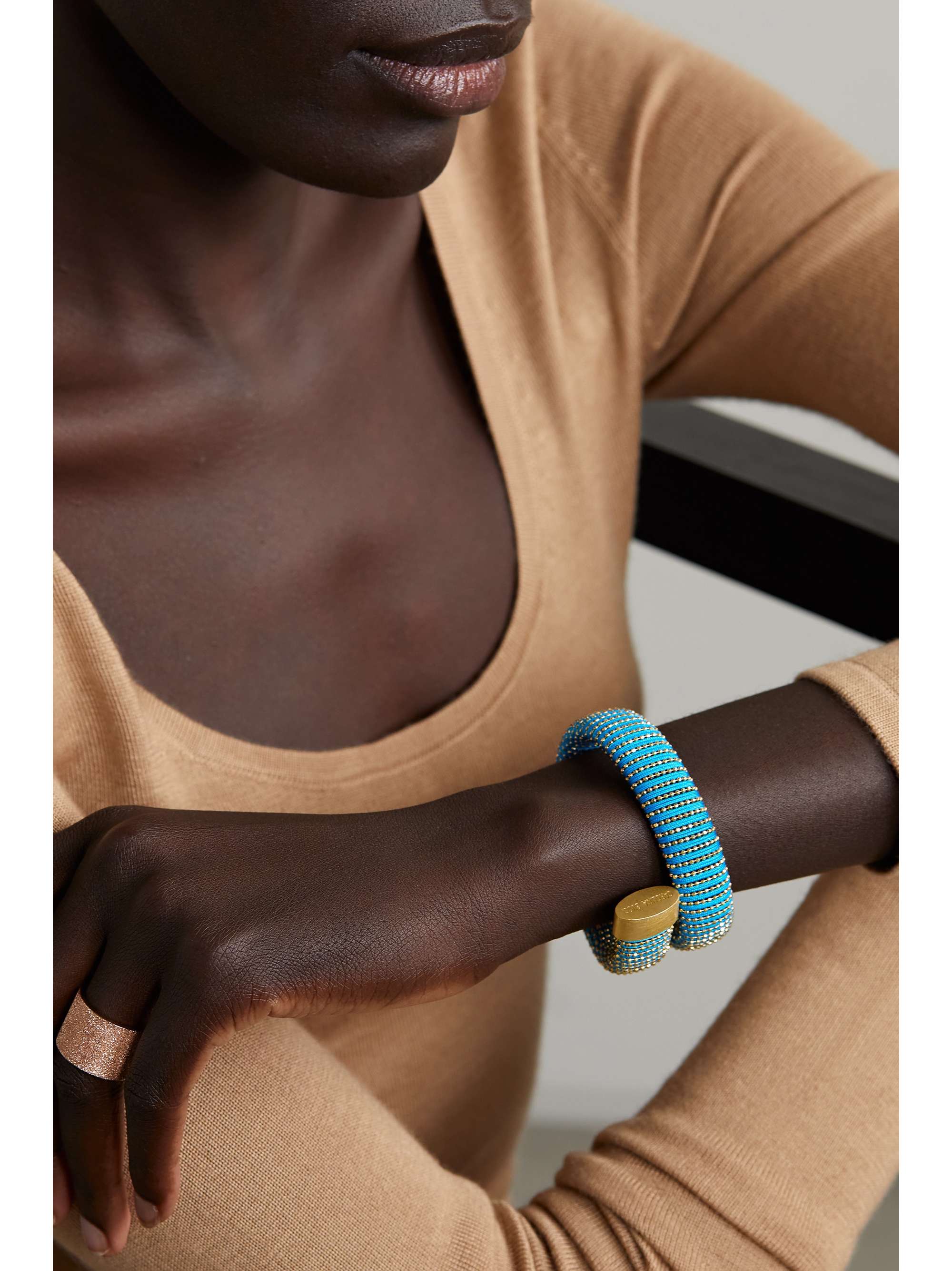 CAROLINA BUCCI Caro rose gold-plated and cotton bracelet