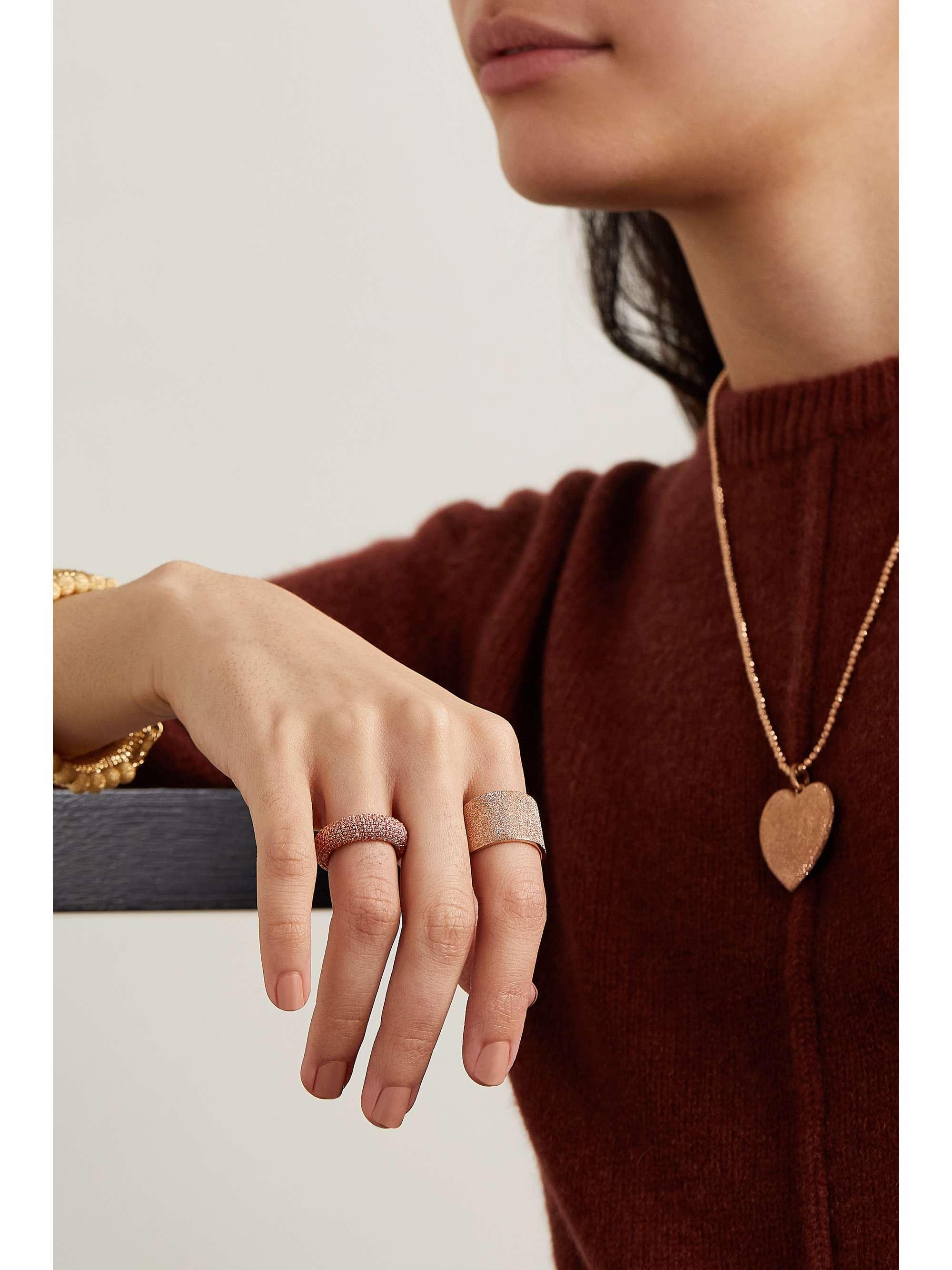 CAROLINA BUCCI 18-karat rose gold and silk ring