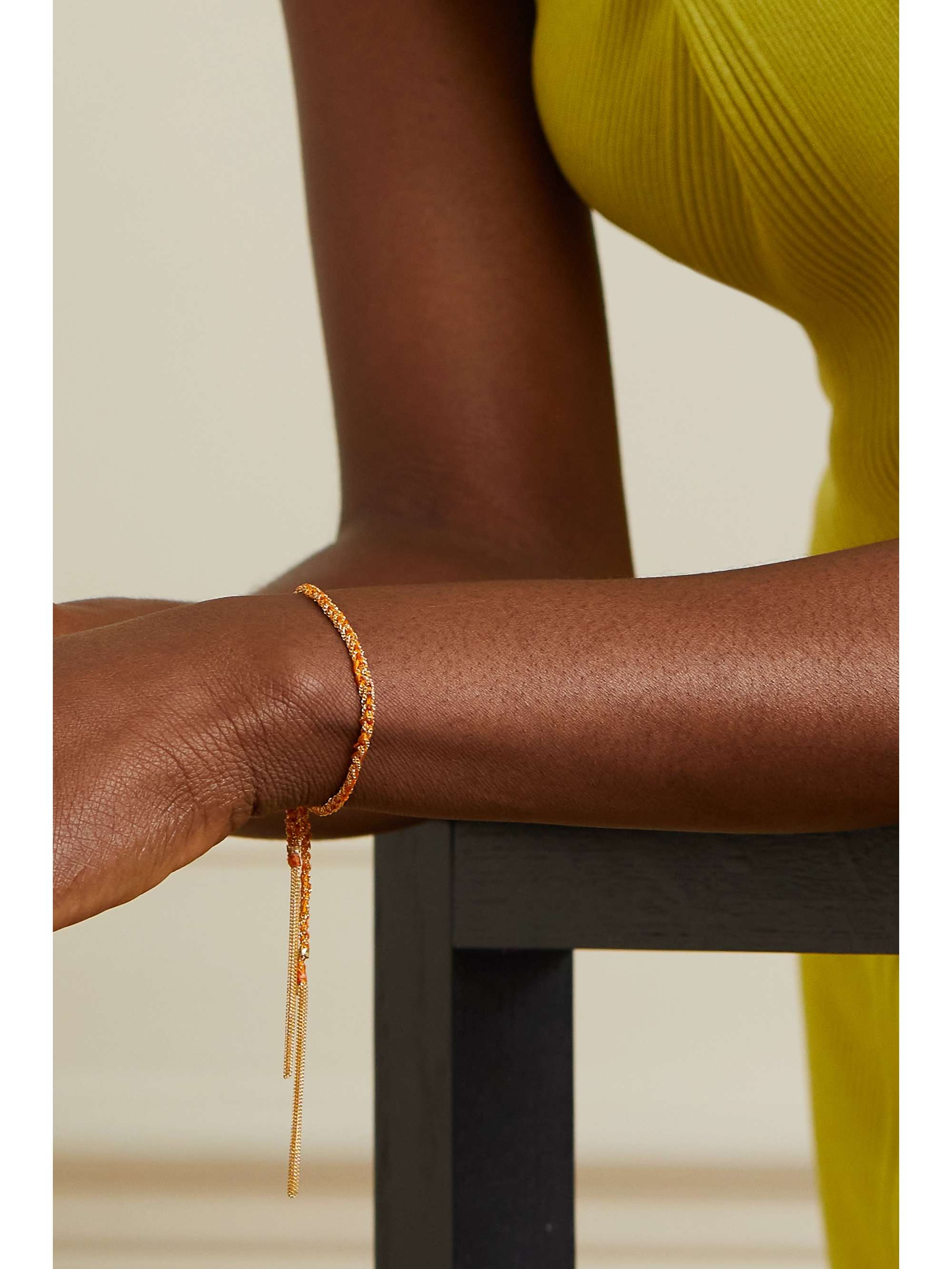 CAROLINA BUCCI Kiss Lucky 18-karat gold and silk diamond bracelet