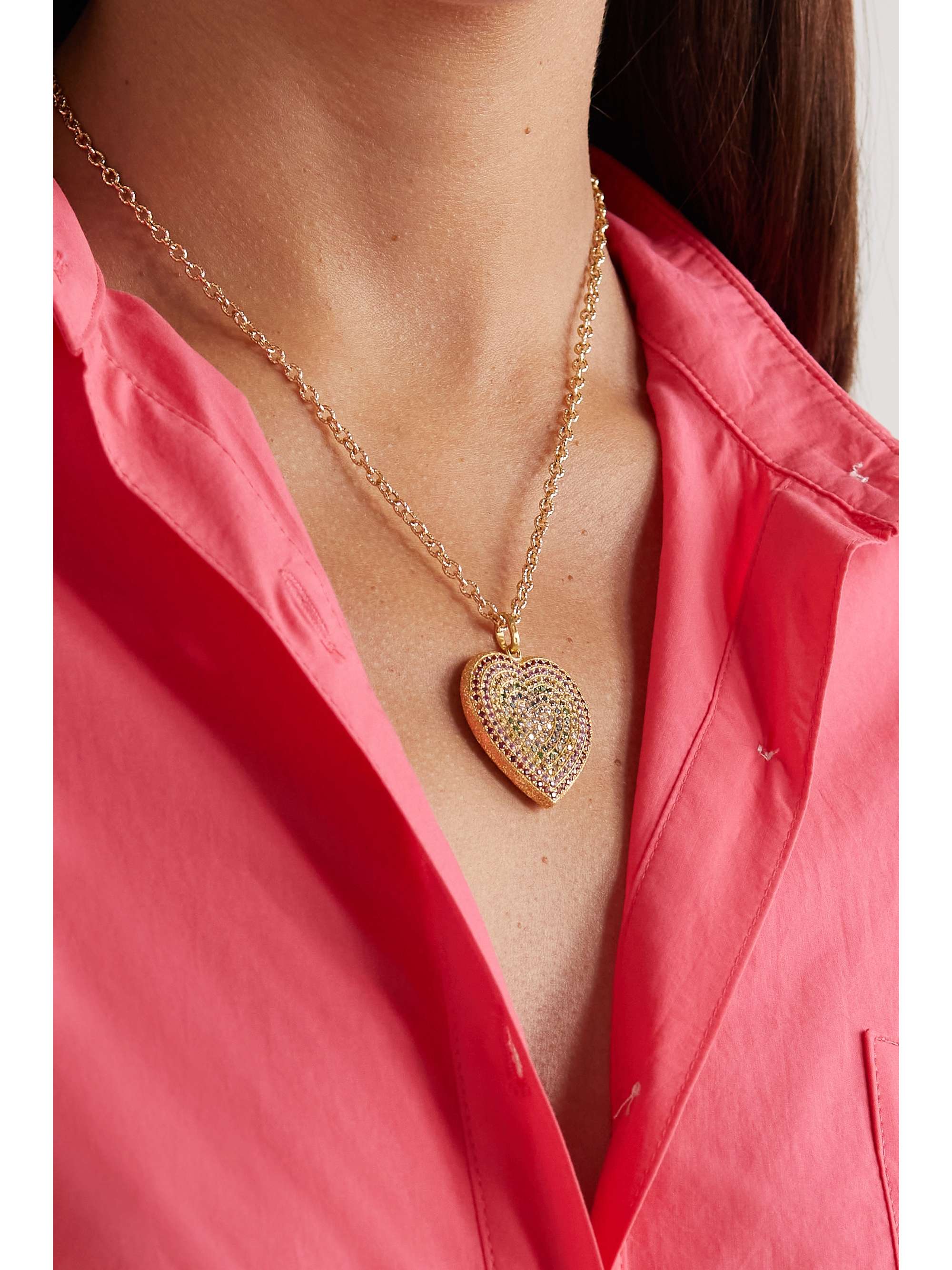 CAROLINA BUCCI Cuore Florentine 18-karat gold, sapphire and diamond necklace