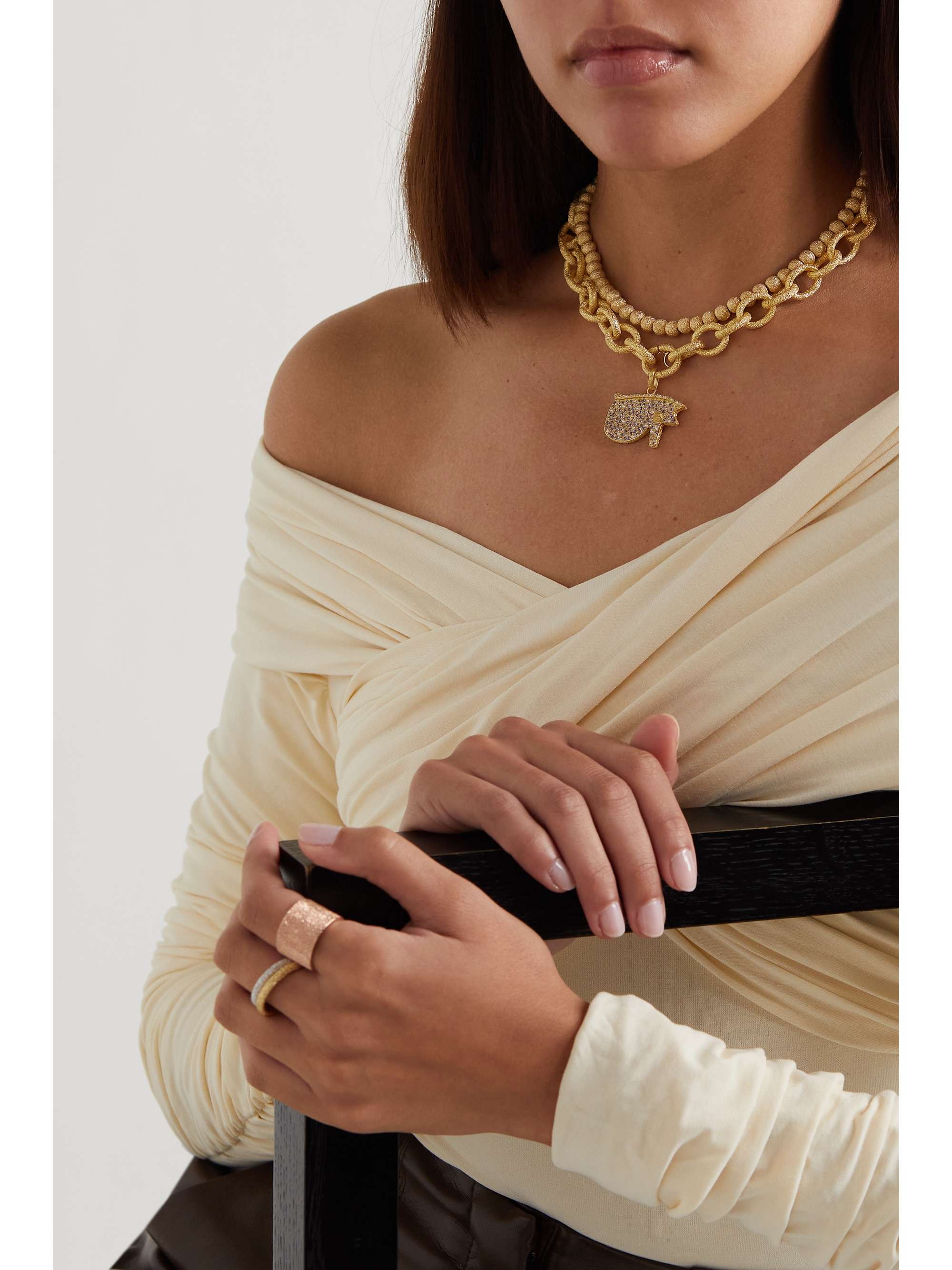 CAROLINA BUCCI The Eye Florentine 18-karat gold, diamond and sapphire necklace