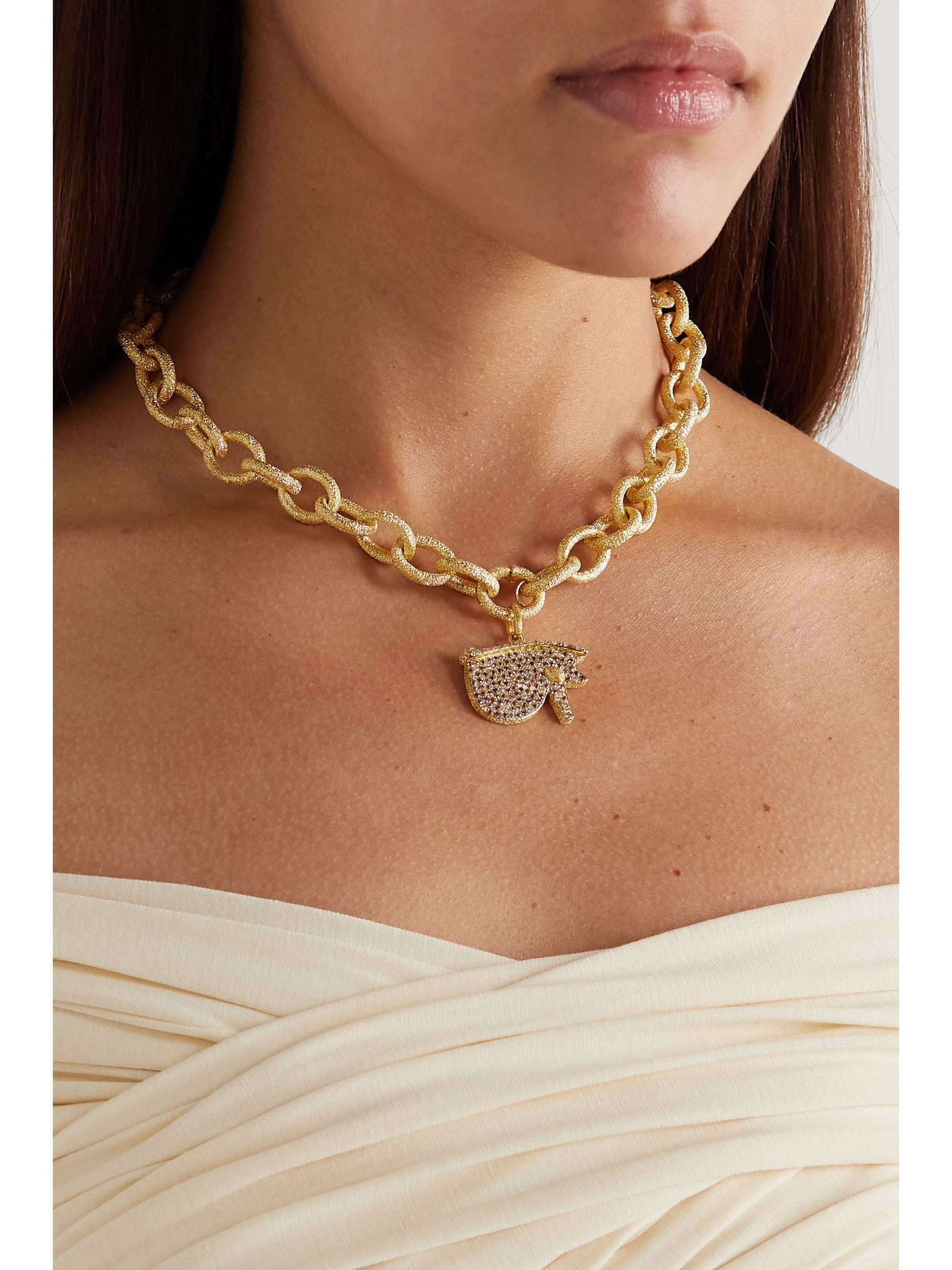CAROLINA BUCCI The Eye Florentine 18-karat gold, diamond and sapphire necklace