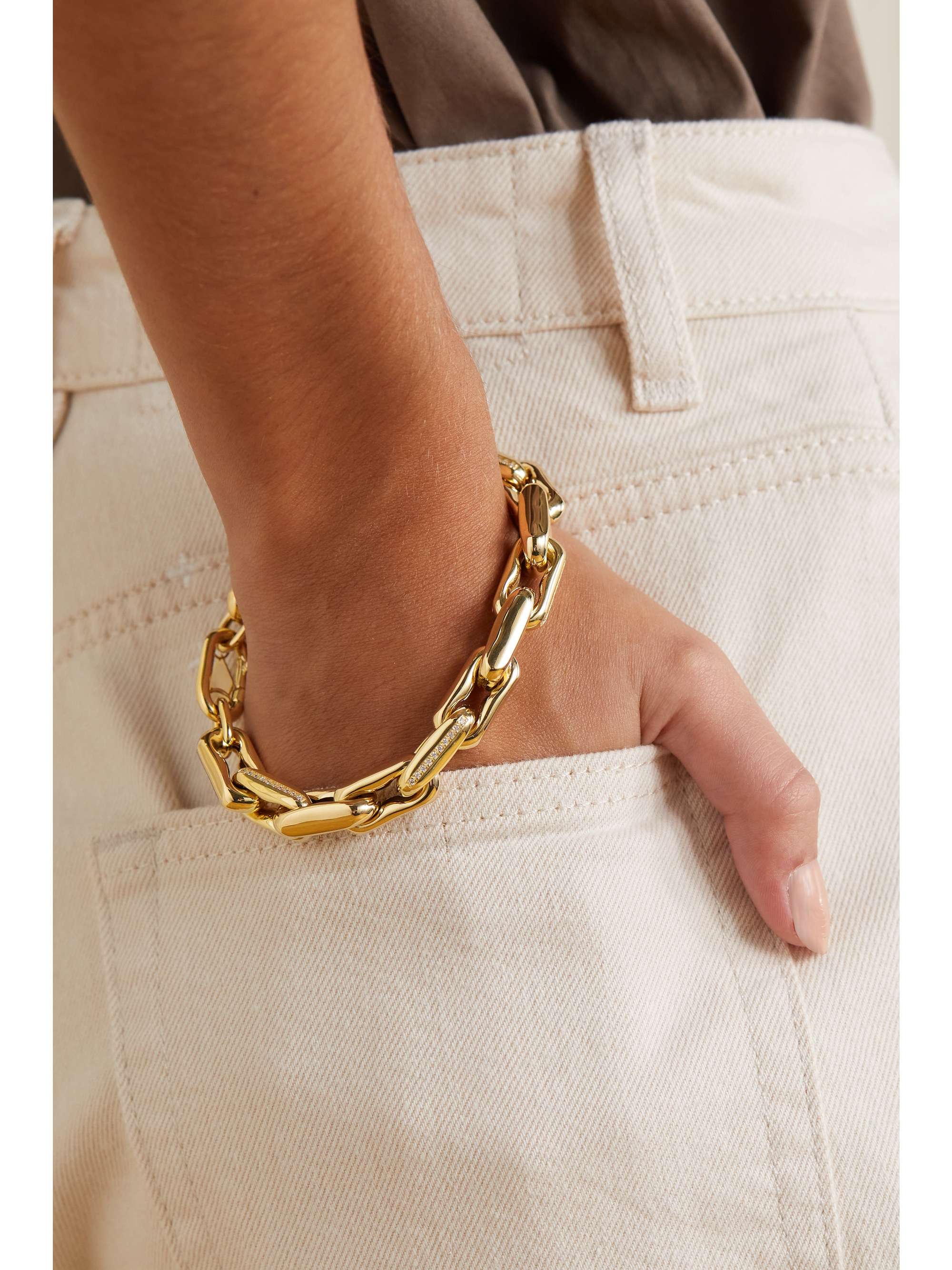 LAUREN RUBINSKI Medium 14-karat gold diamond bracelet