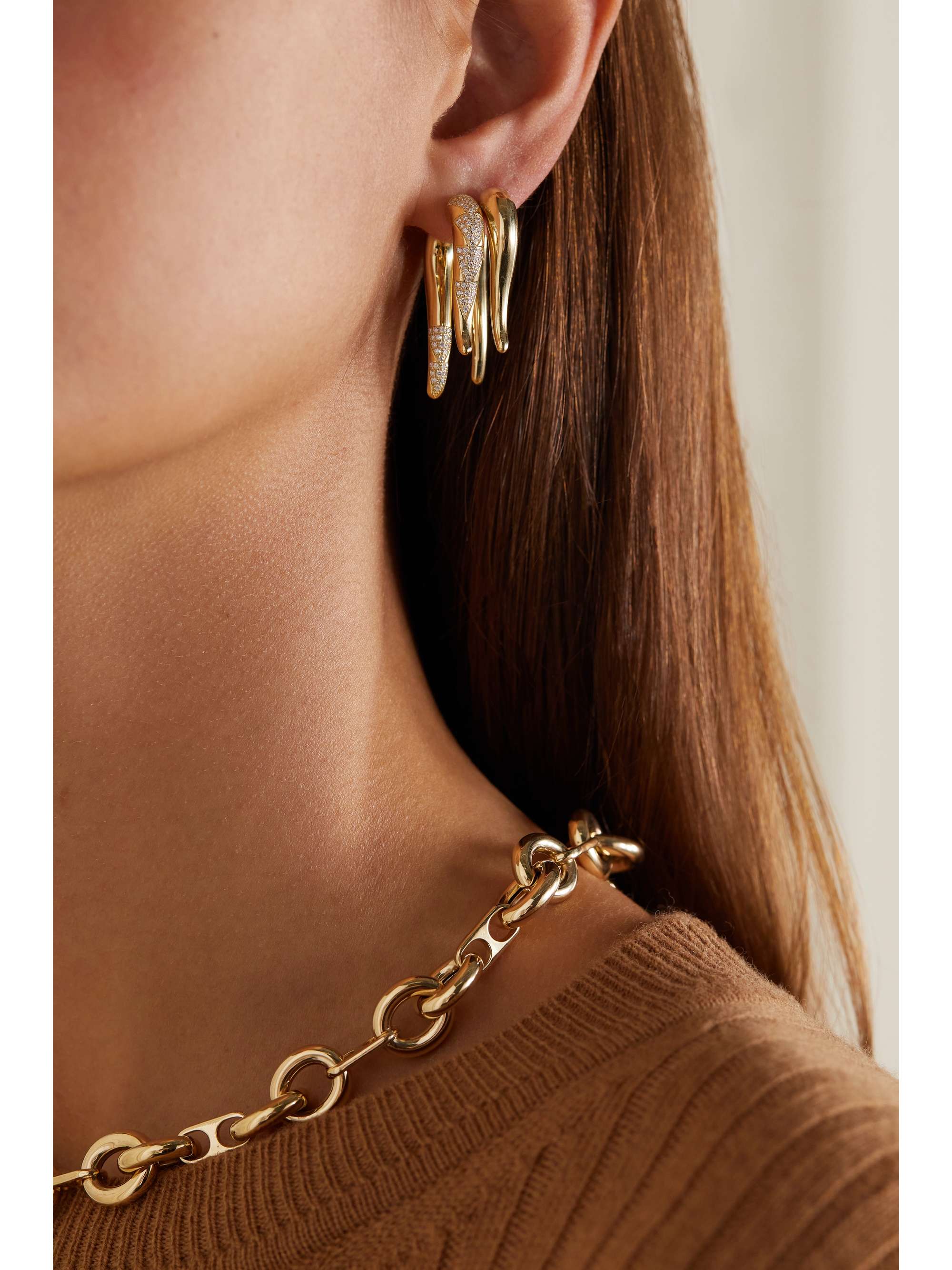 LAUREN RUBINSKI Boucle d'oreille unique en or 14 carats (585/1000) et diamants