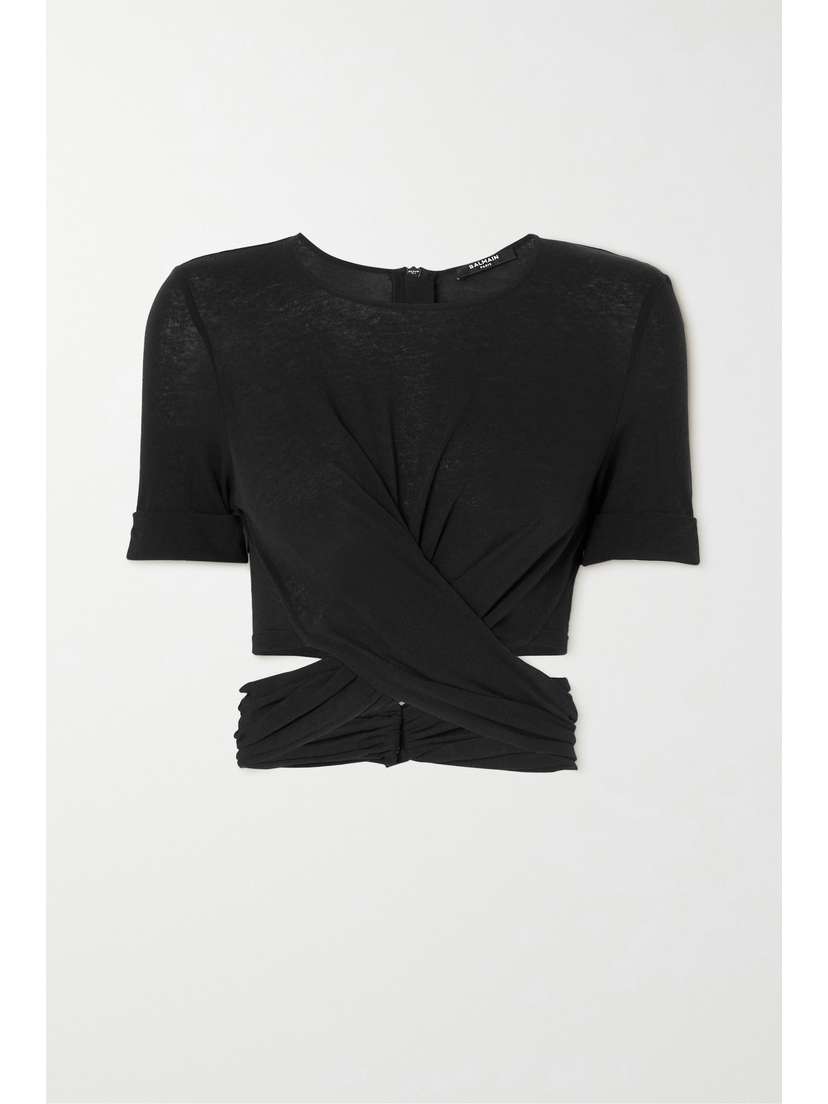 Balmain Cropped Twisted Jersey T-shirt