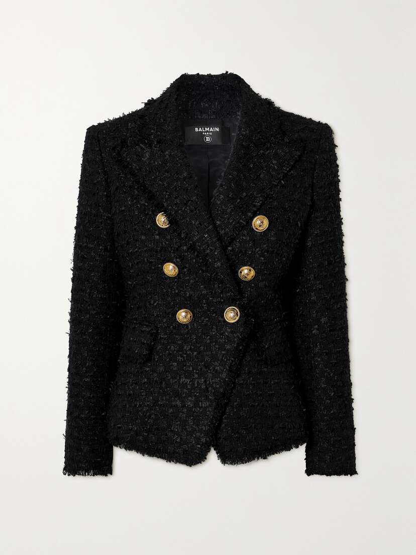 Balmain Fringed Cotton-blend Bouclé-tweed Jacket