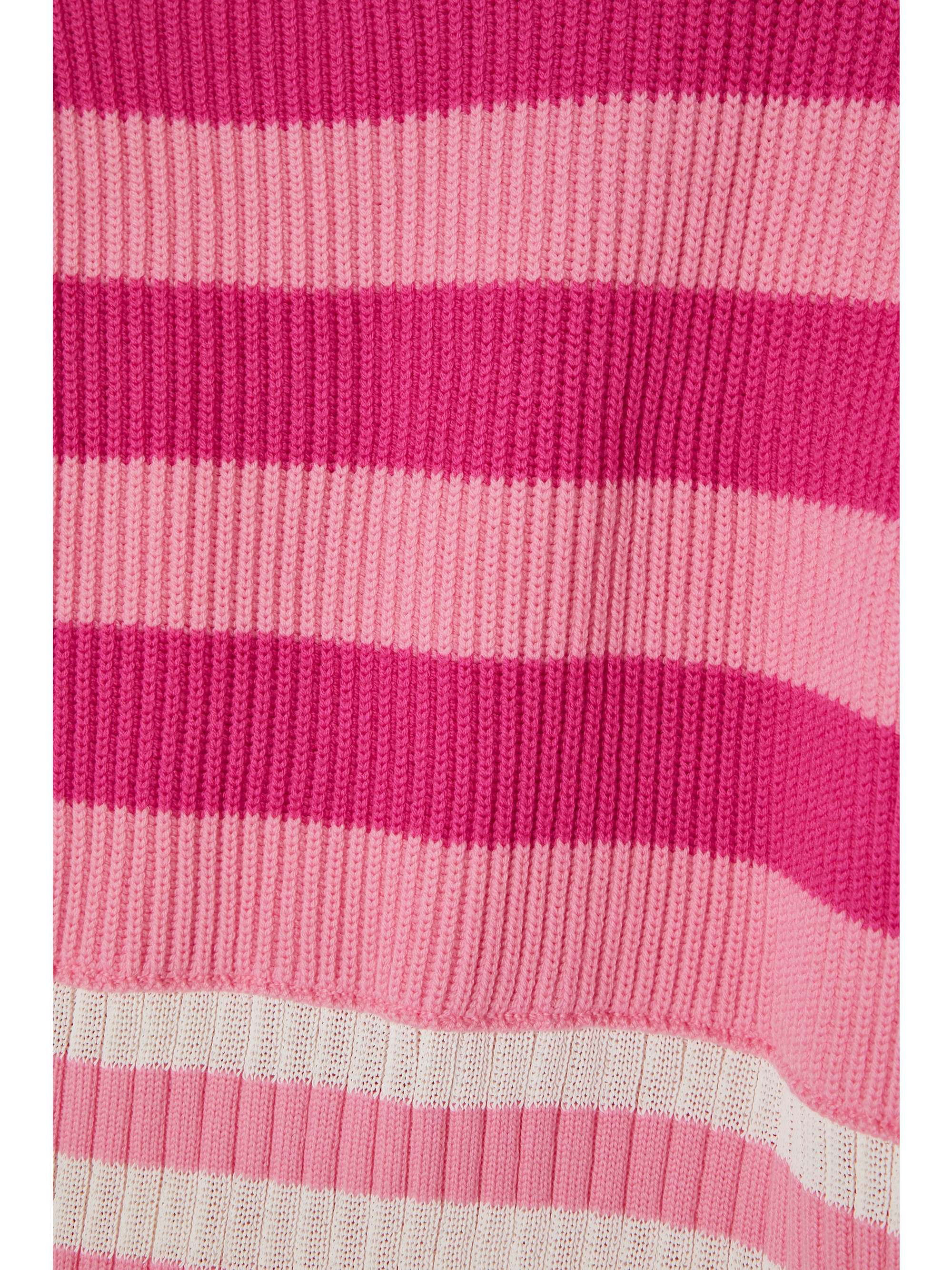 BALMAIN + Barbie cold-shoulder button-embellished striped wool-blend dress