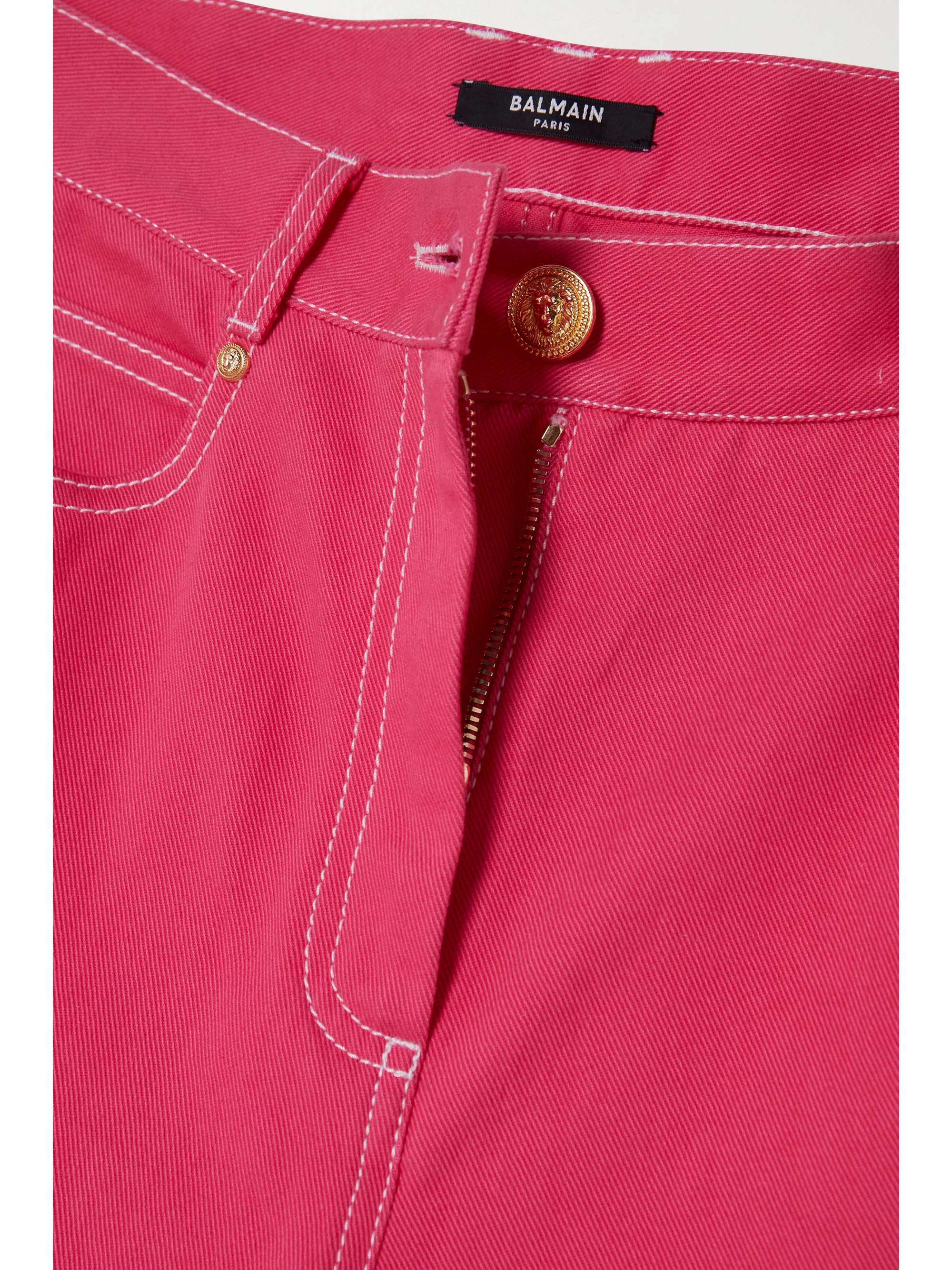 BALMAIN + Barbie embroidered high-rise tapered jeans