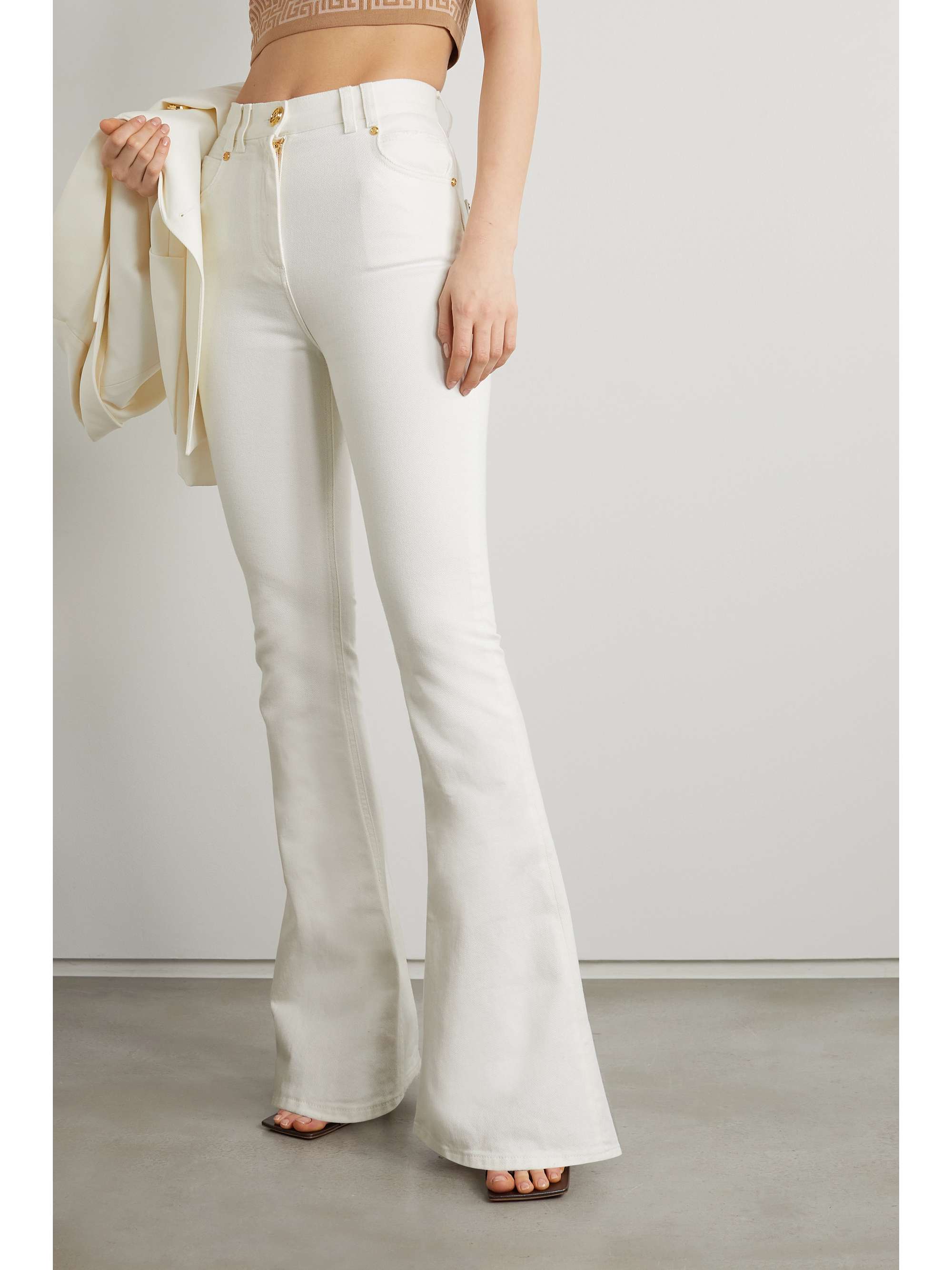 White High-rise bootcut jeans | BALMAIN 