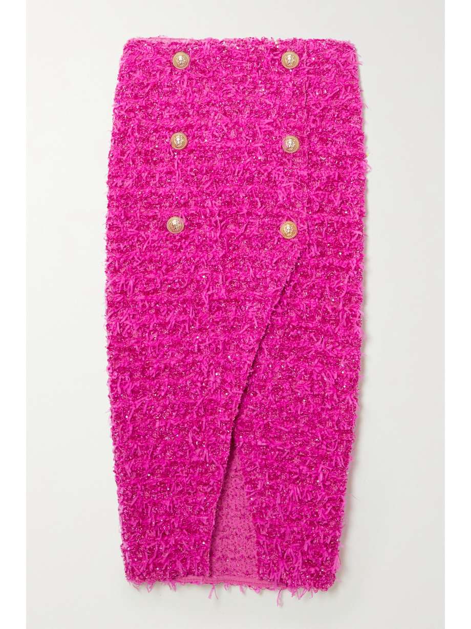 Boucle Tweed Skirt Pink