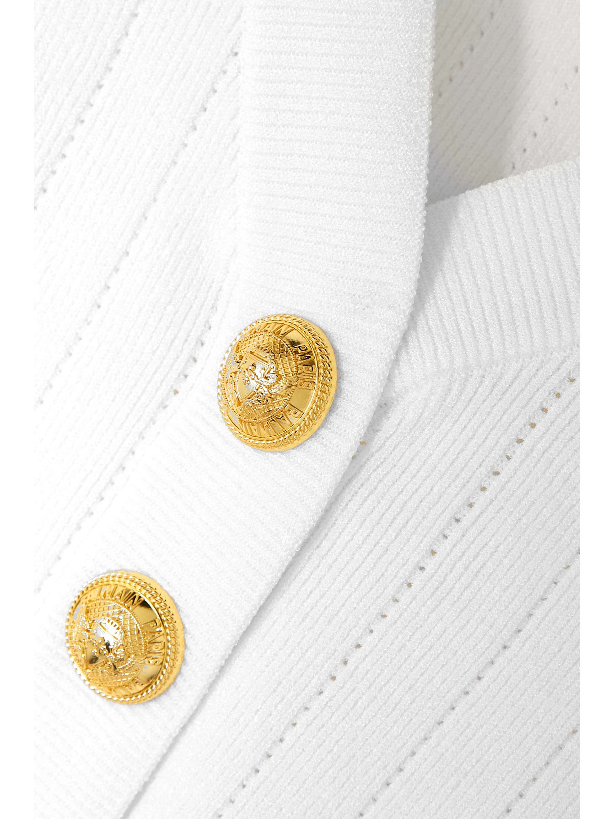 White Cropped ribbed-knit cardigan 