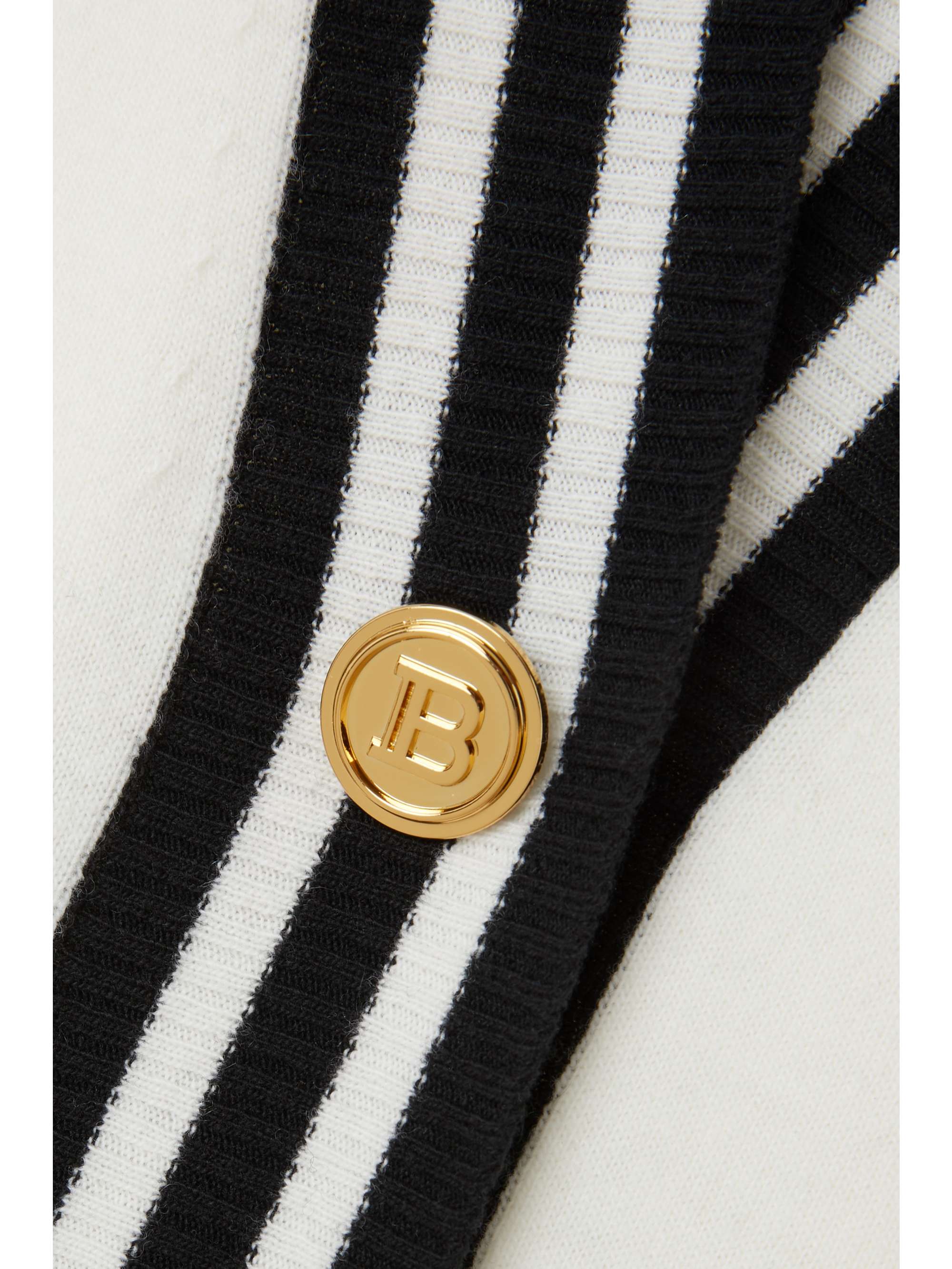 BALMAIN 条纹提花针织羊毛混纺开襟衫