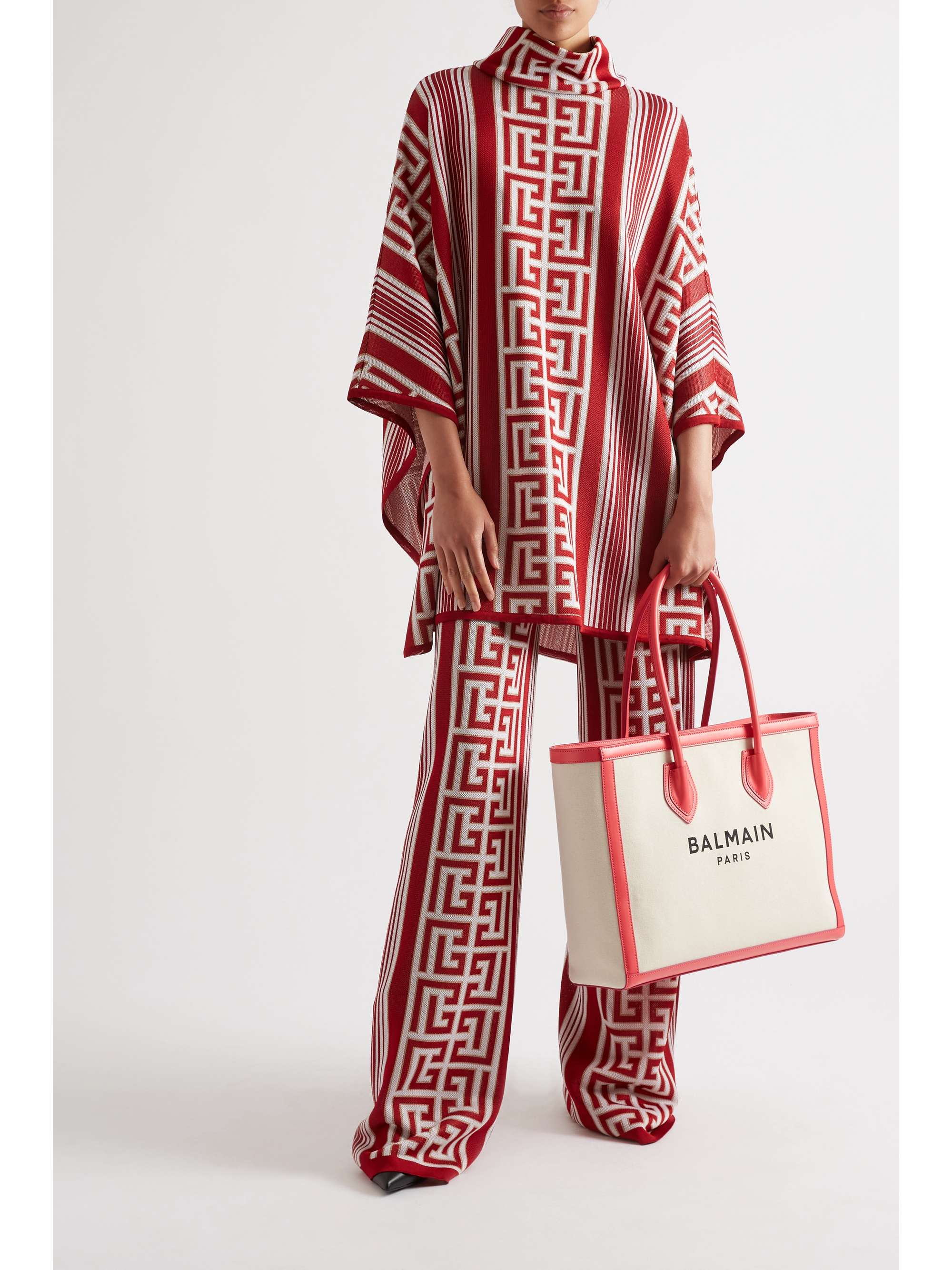 BALMAIN Jacquard-knit poncho