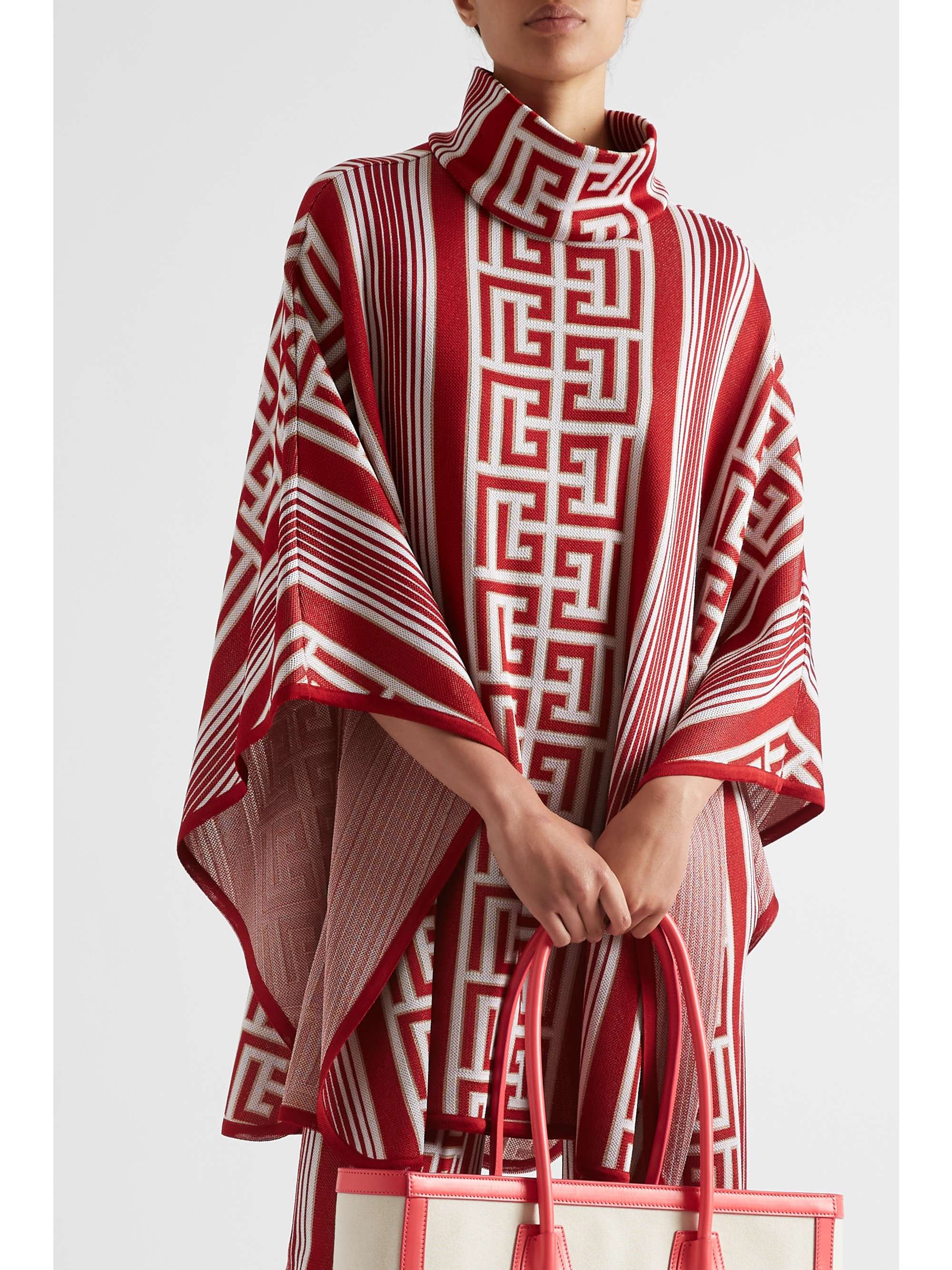 BALMAIN Jacquard-knit poncho