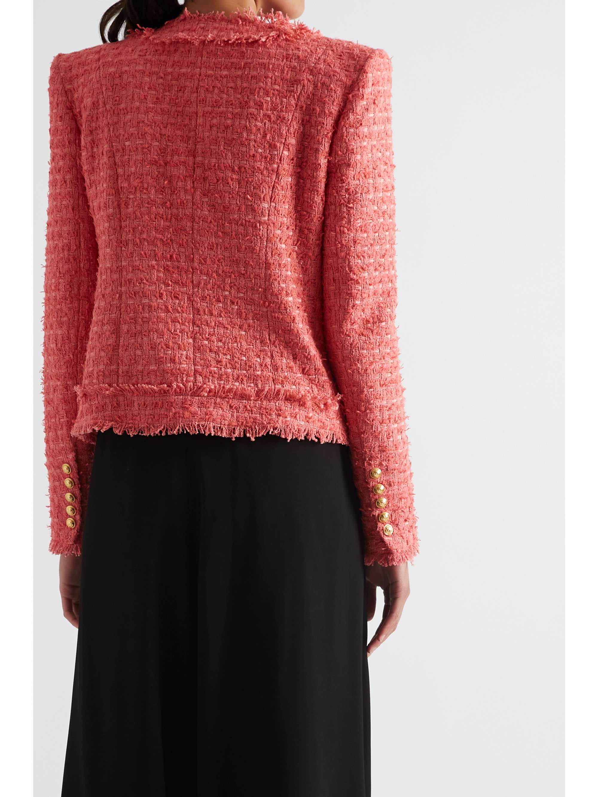 BALMAIN Frayed cotton-blend bouclé-tweed blazer