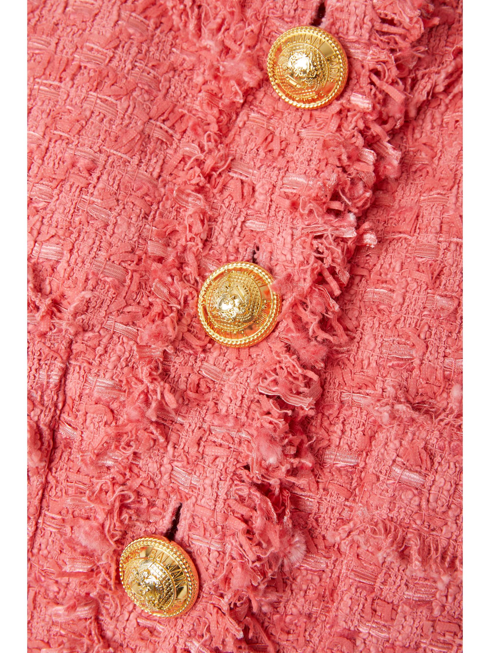 BALMAIN Frayed cotton-blend bouclé-tweed blazer