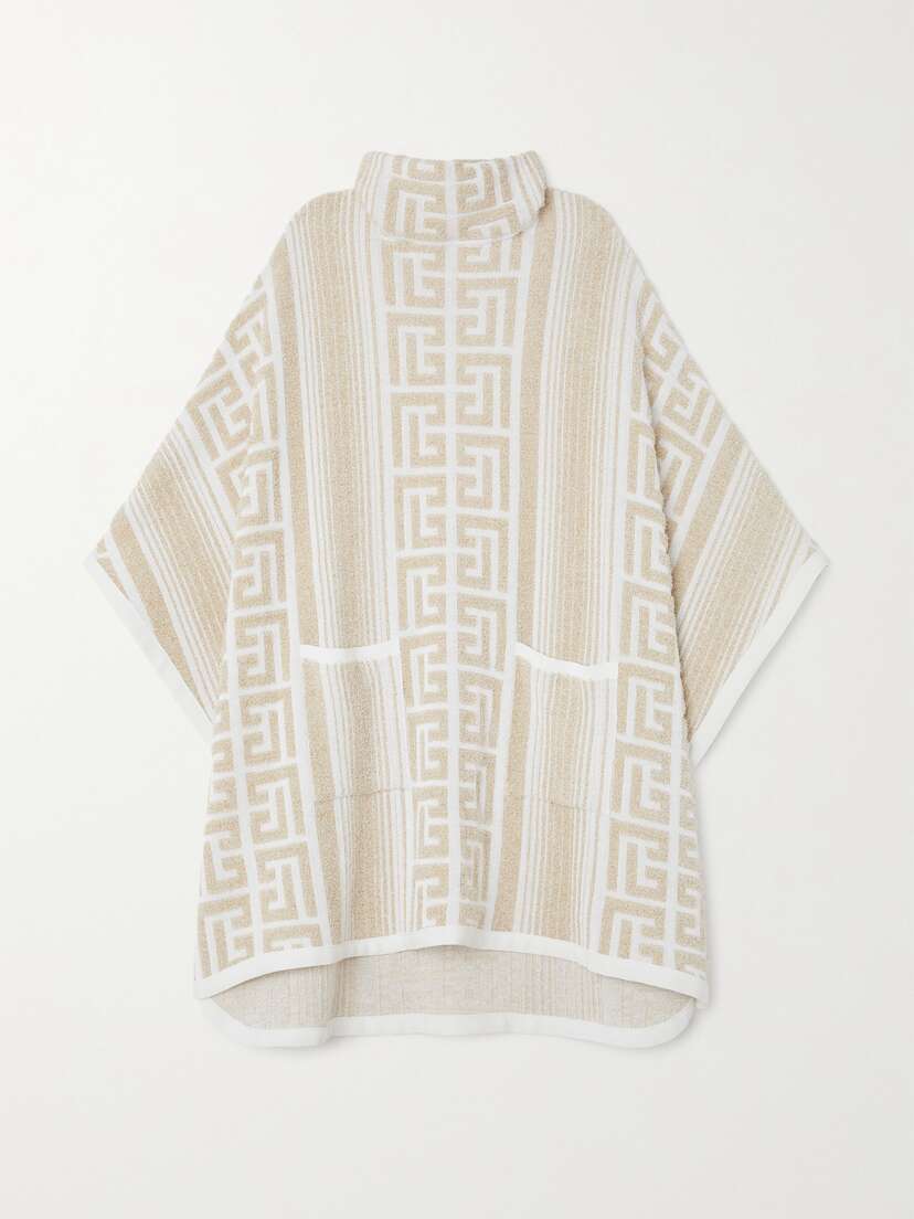 Balmain Metallic Jacquard-knit Poncho
