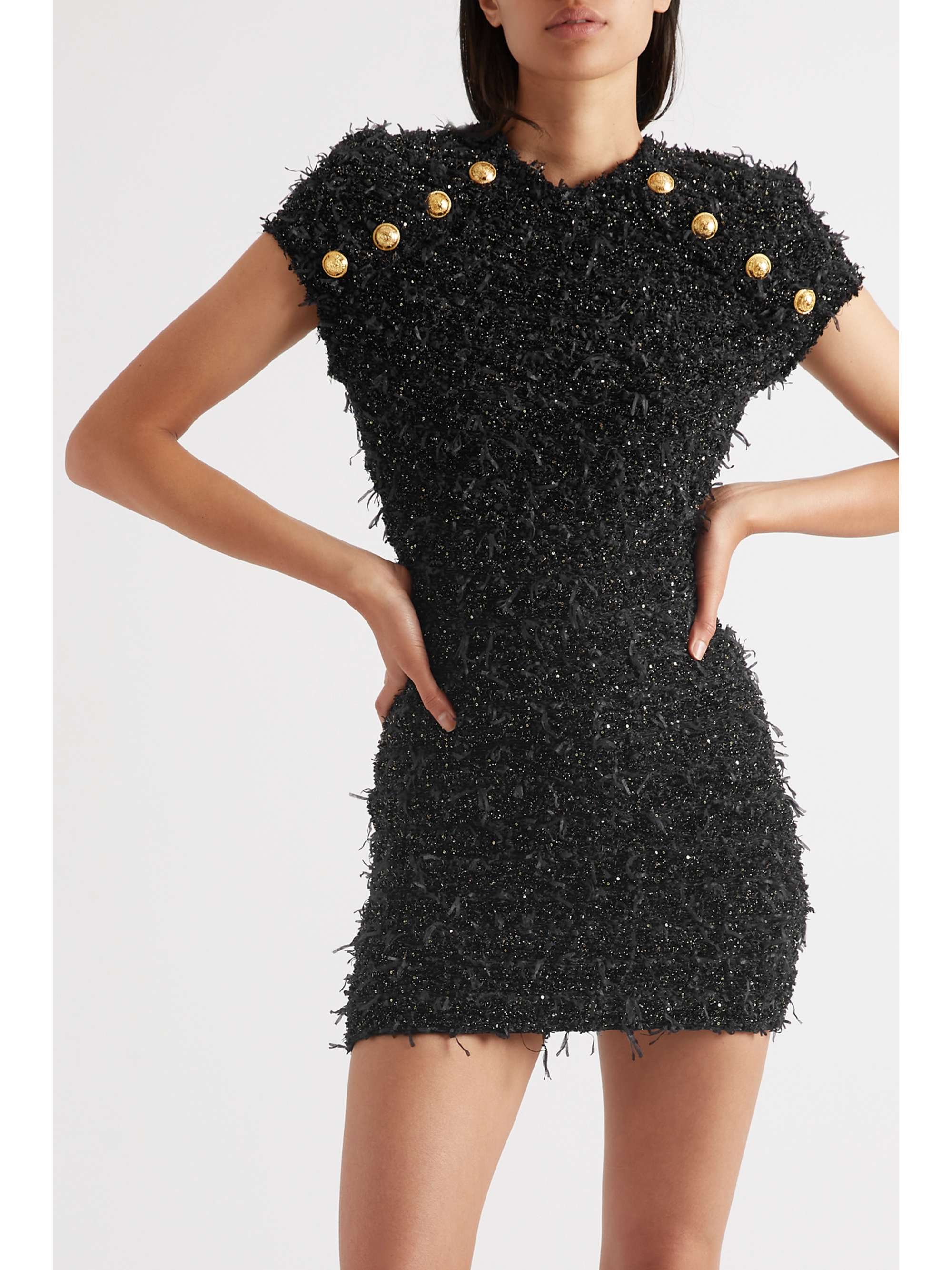 Button-embellished metallic bouclé-tweed | NET-A-PORTER