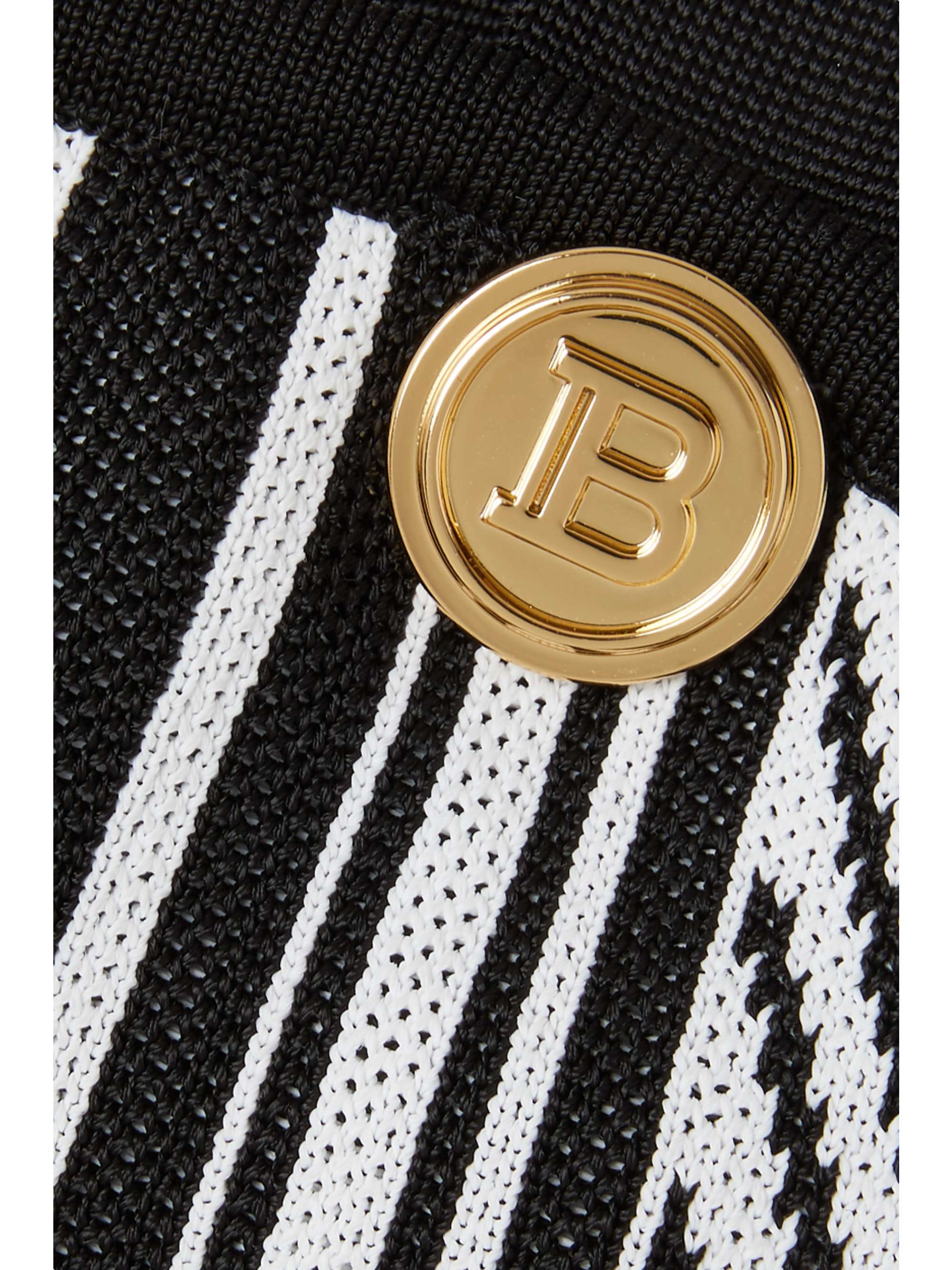 BALMAIN Cropped button-embellished jacquard-knit top