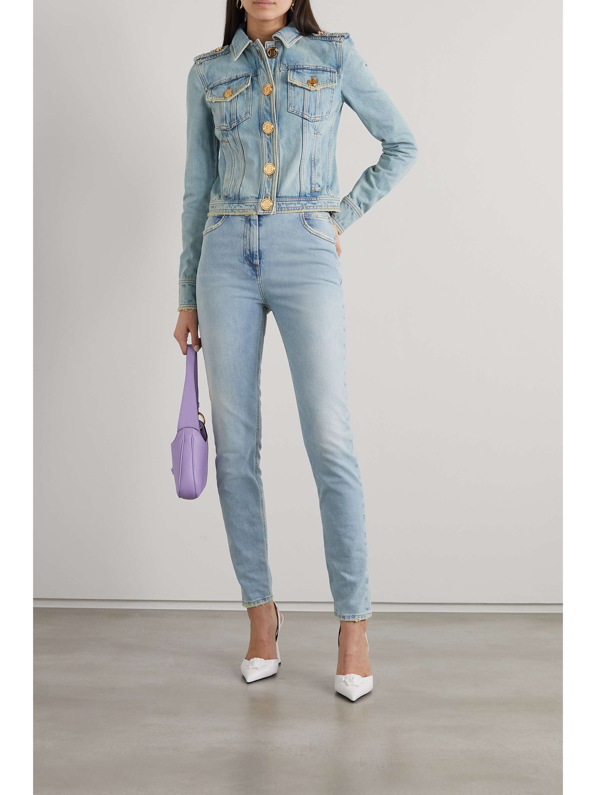 BALMAIN Distressed denim jacket