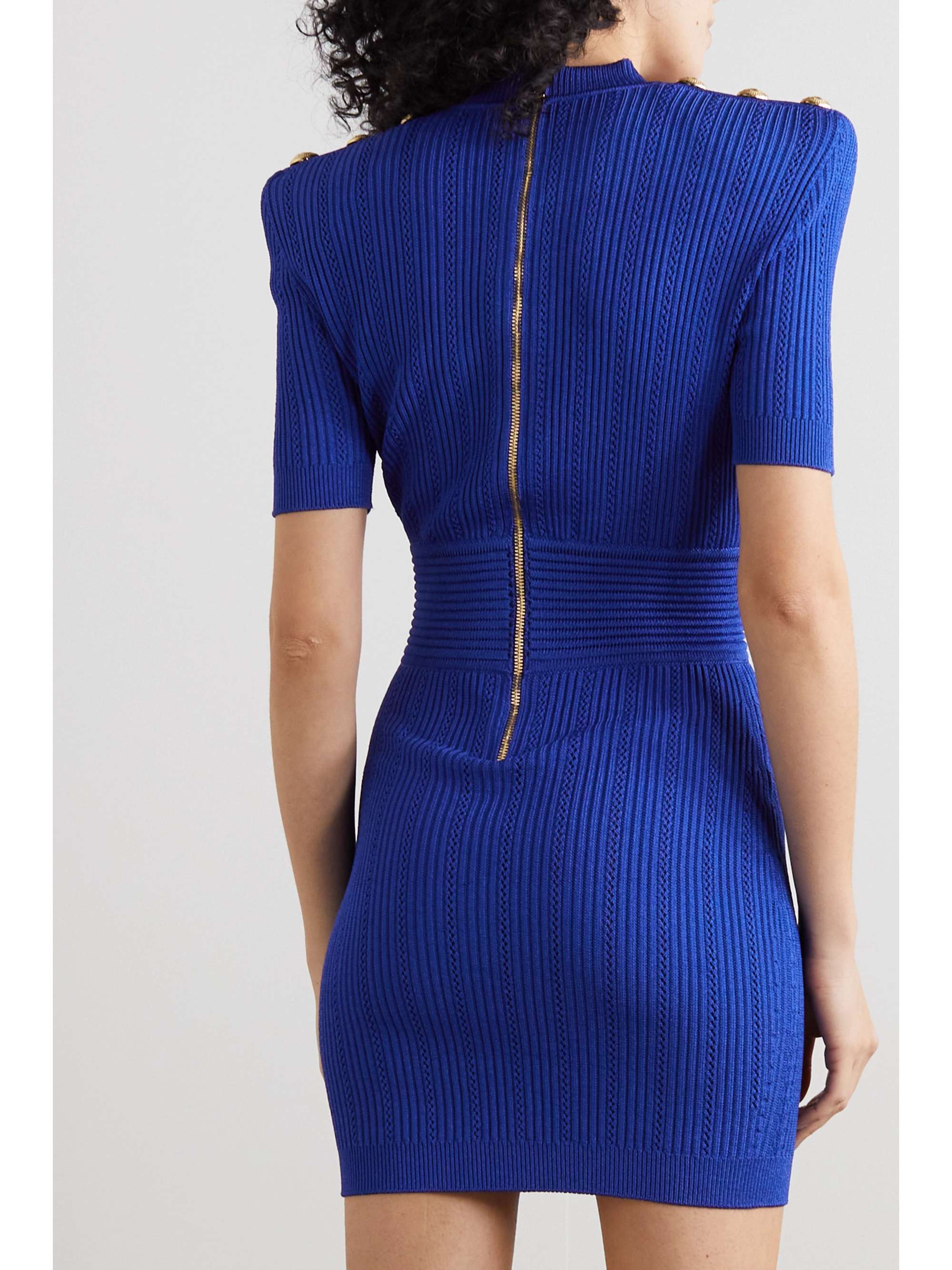 blue button dress