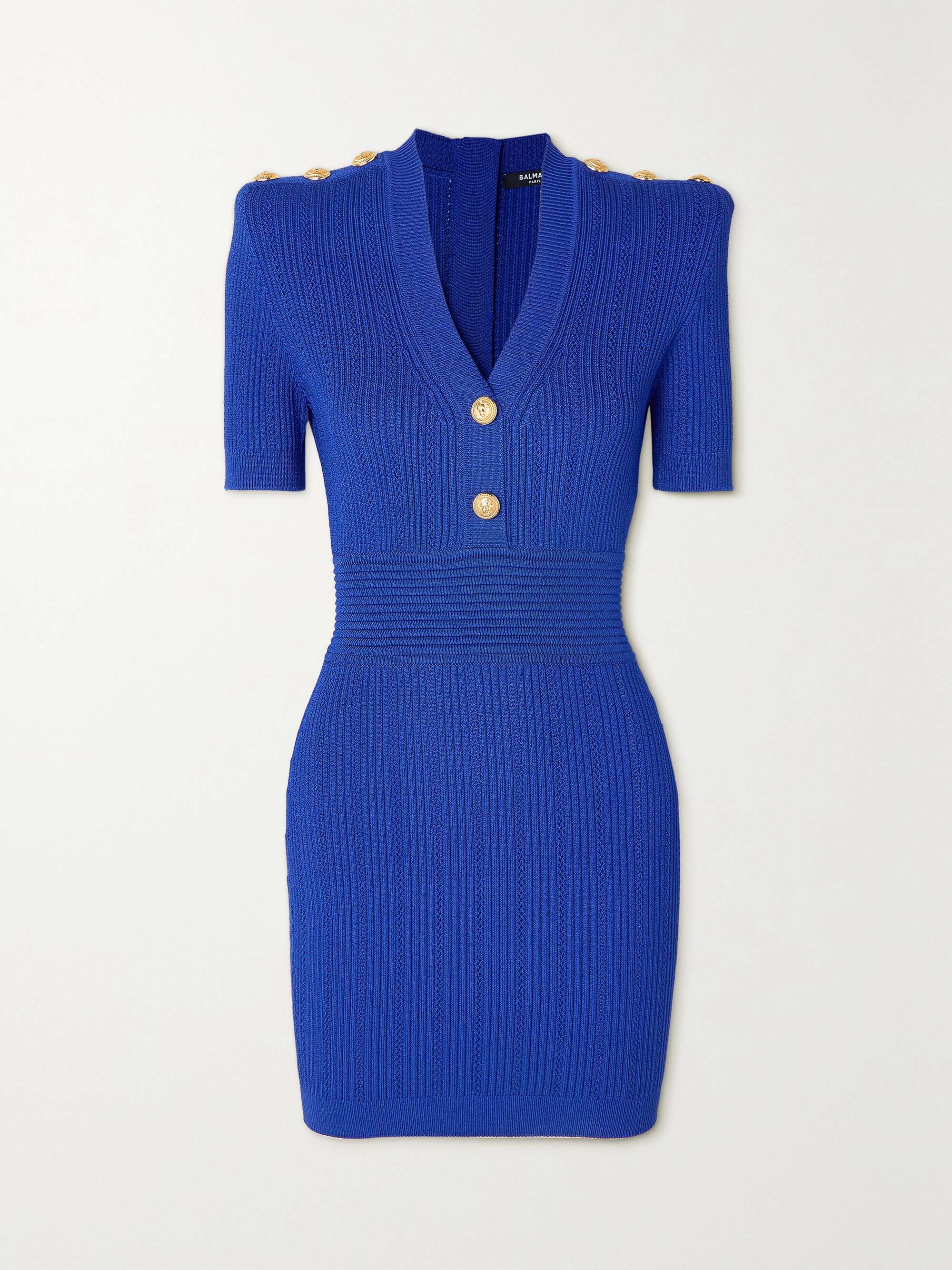 blue button dress
