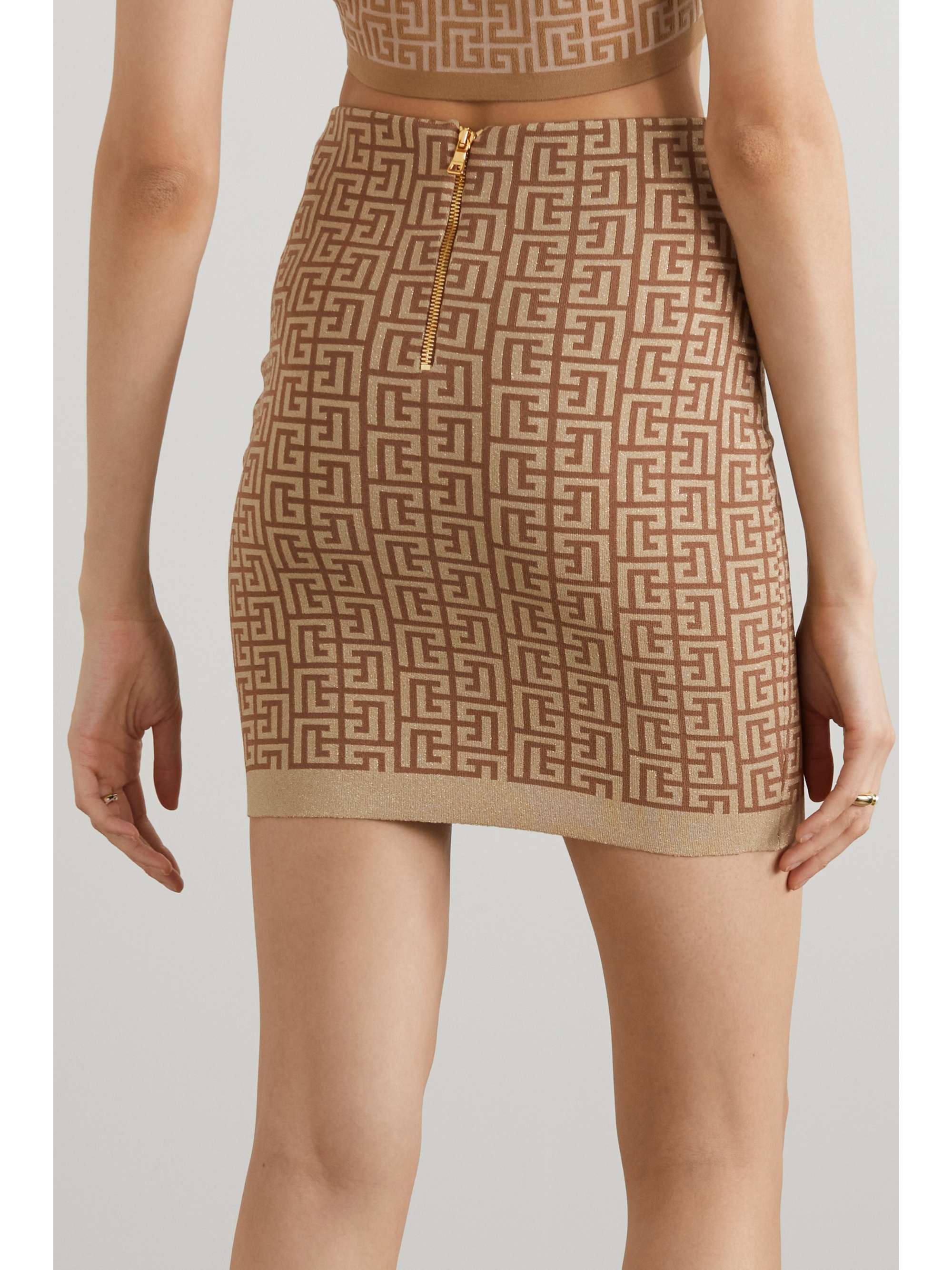 BALMAIN Metallic jacquard-knit mini skirt