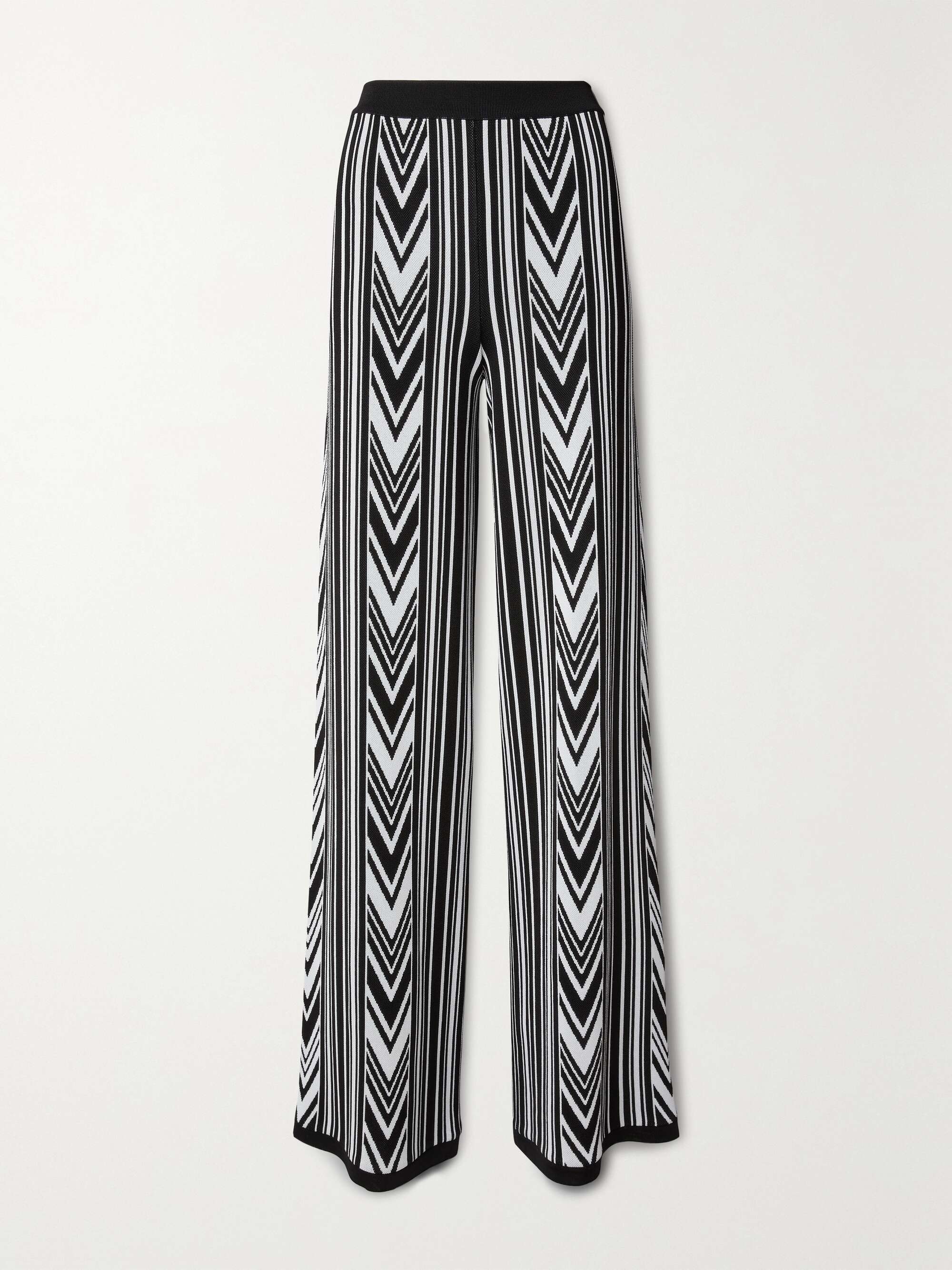 Black Jacquard-knit wide-leg pants 