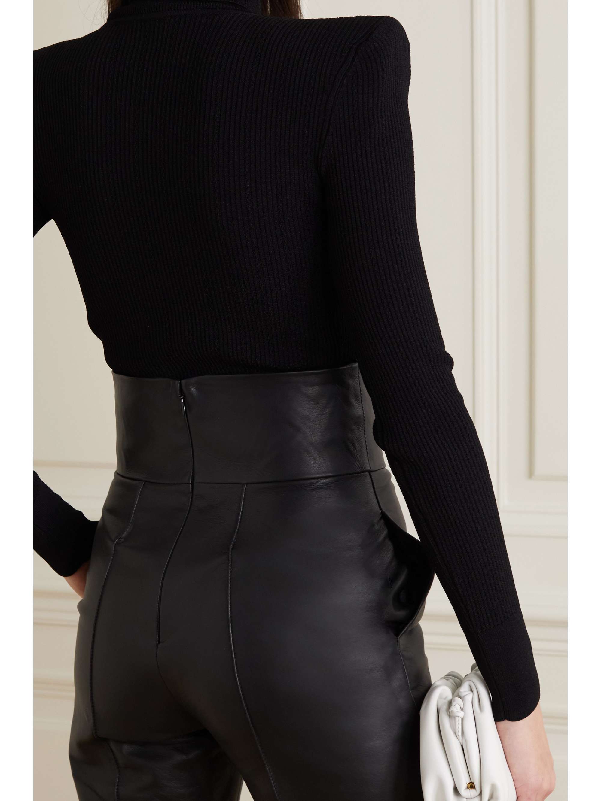 BALMAIN Button-embellished ribbed-knit turtleneck sweater