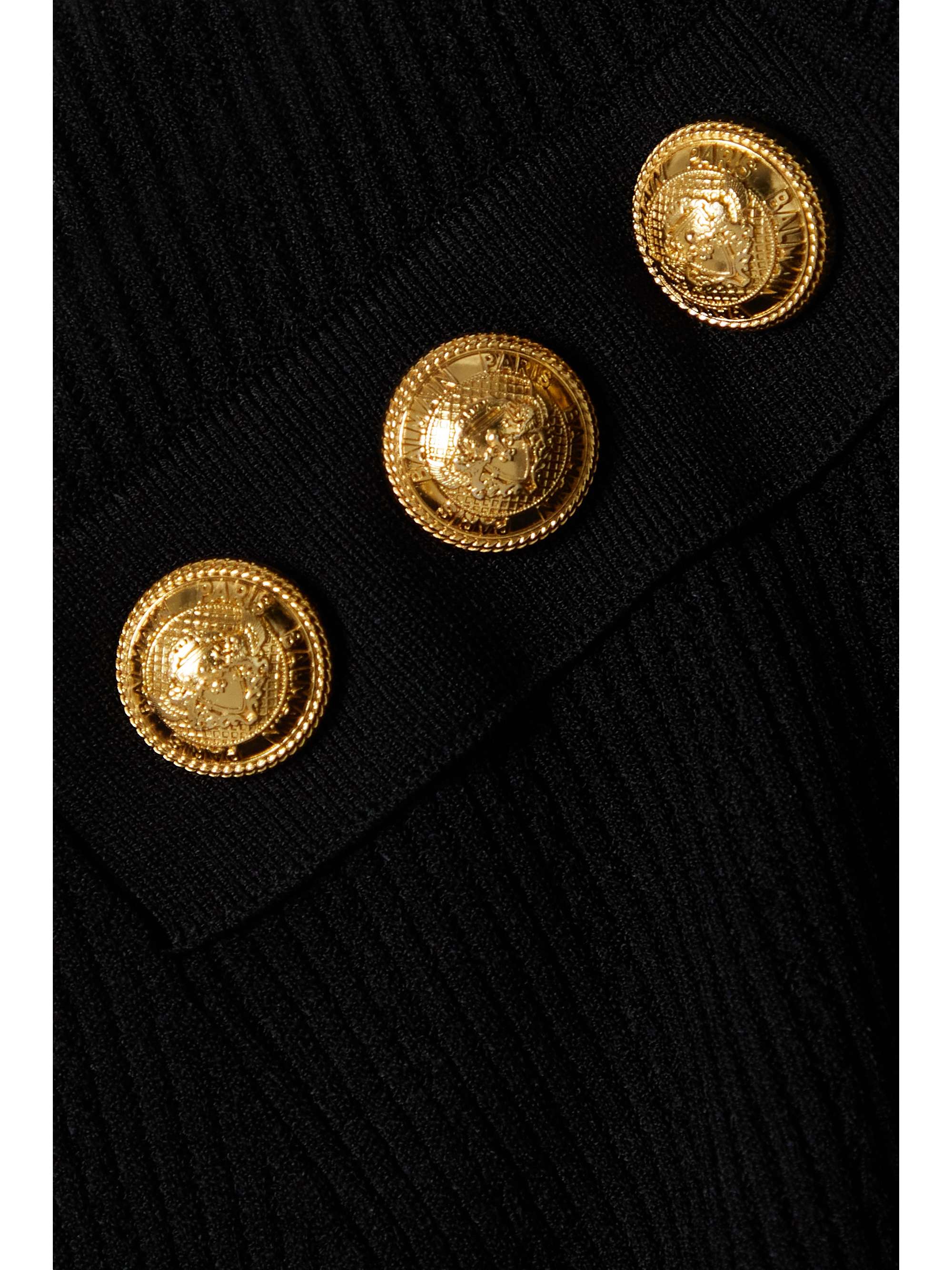BALMAIN Button-embellished ribbed-knit turtleneck sweater