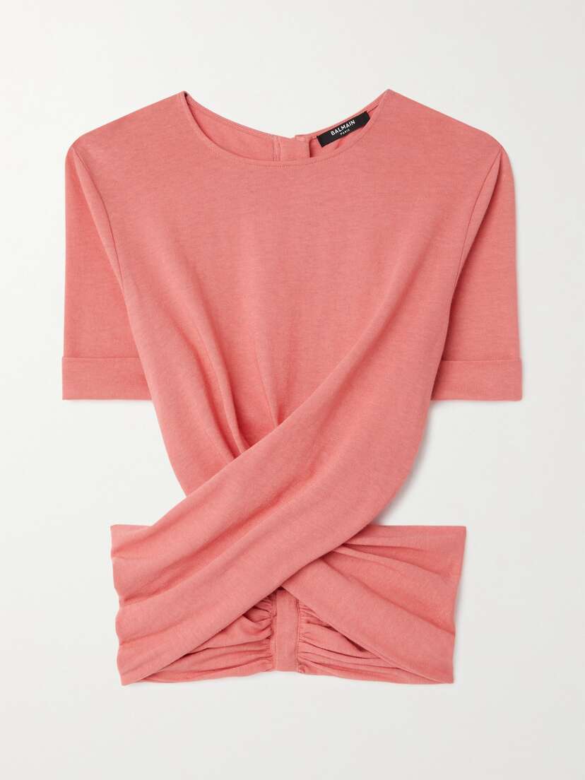 Balmain Cropped Twisted Jersey T-shirt