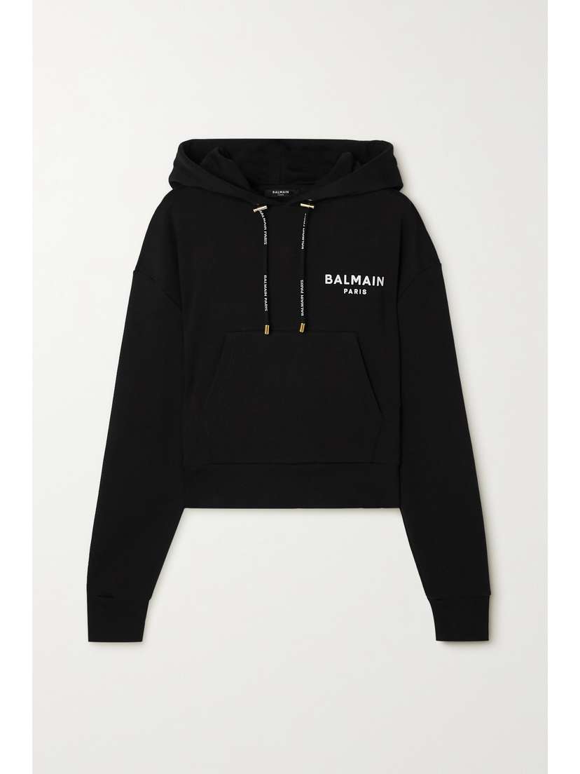 Balmain Flocked Cotton-jersey Hoodie -  - x large