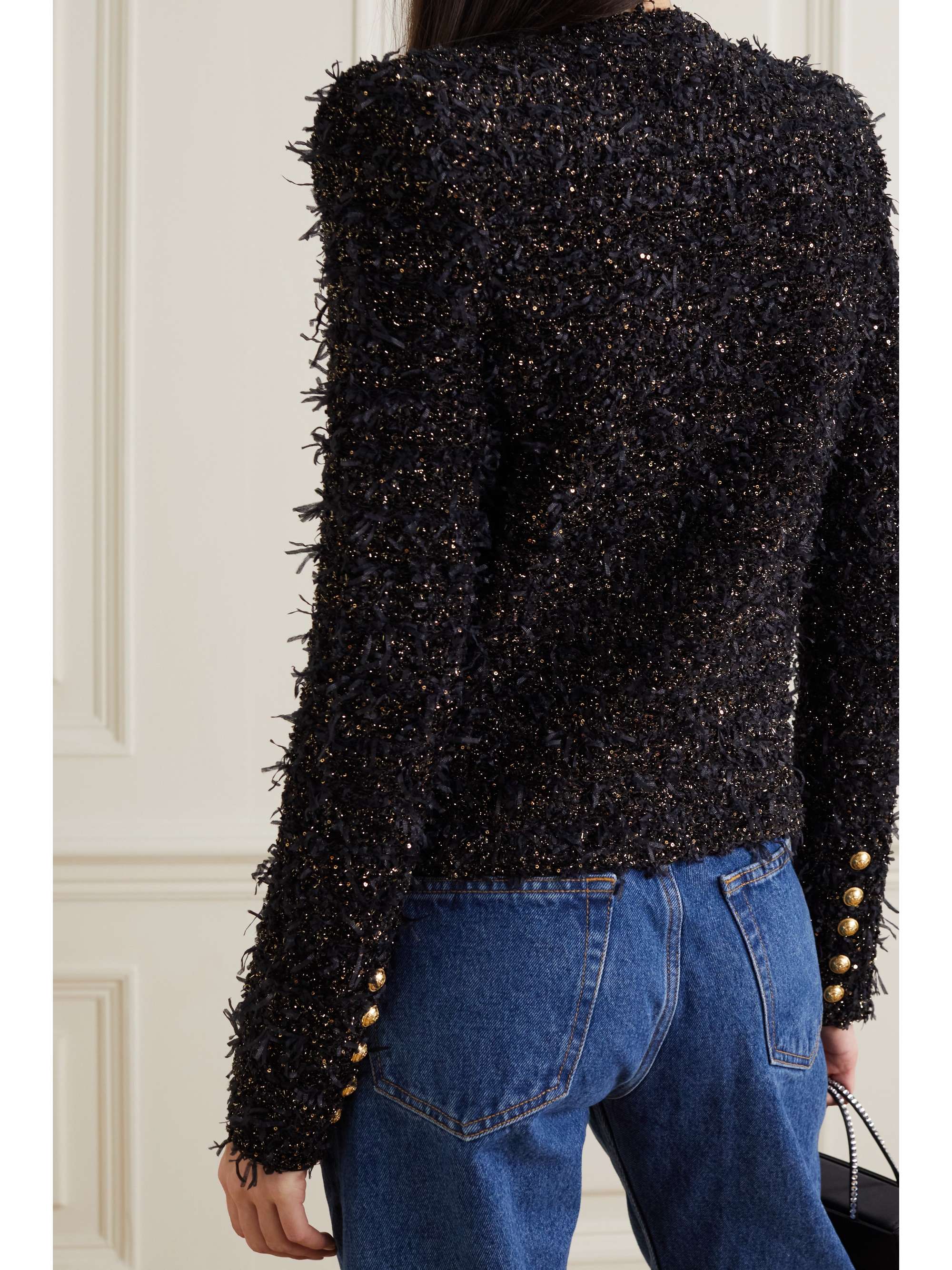 BALMAIN Metallic bouclé-tweed jacket