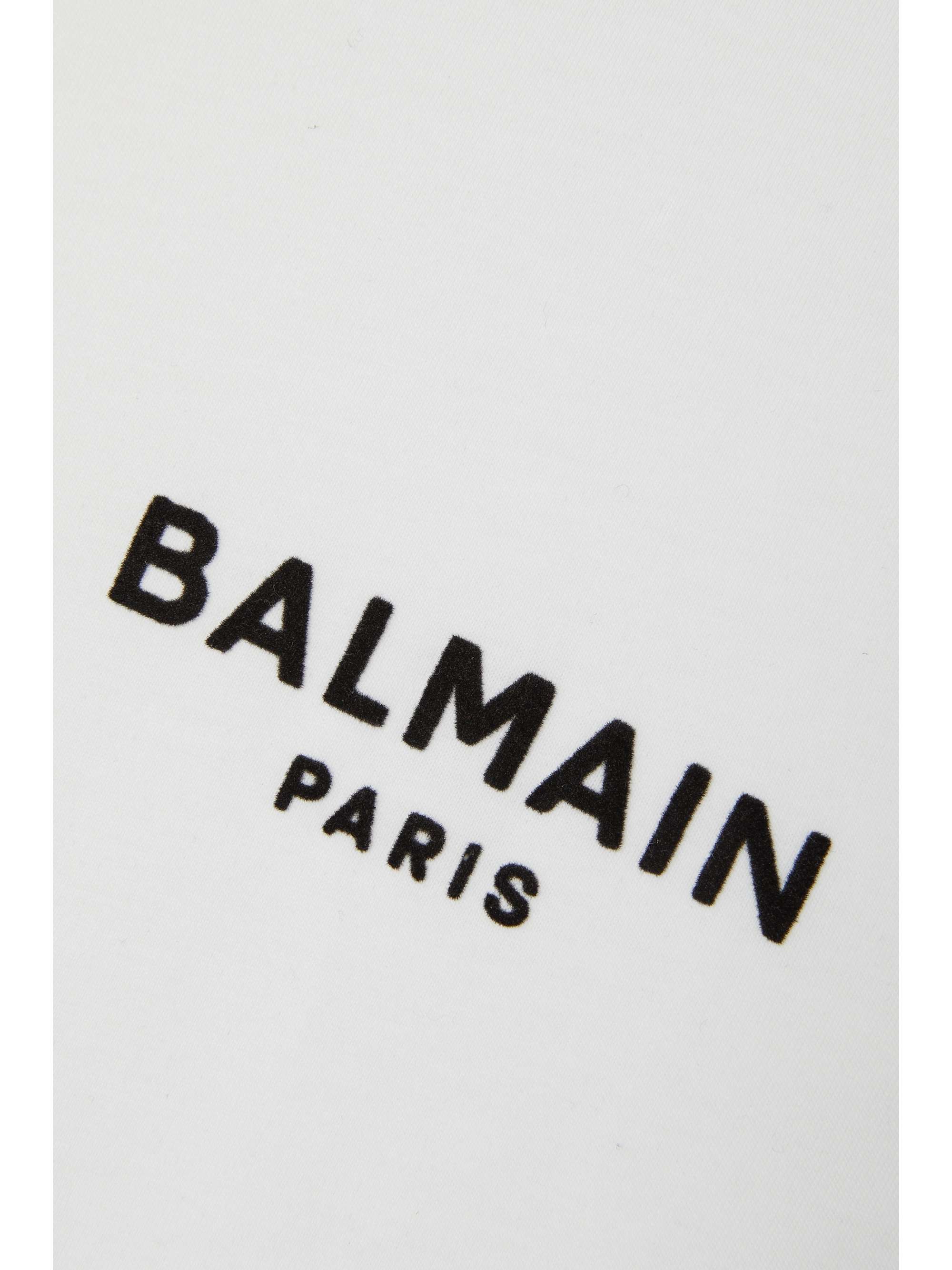 balmain cropped flocked cotton jersey t shirt