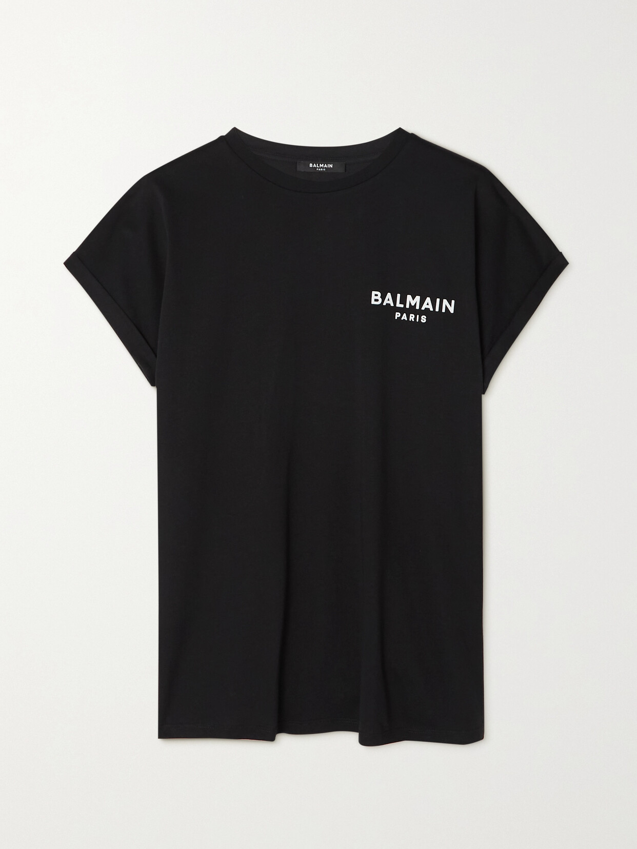 Balmain Flocked Cotton-jersey T-shirt - Black