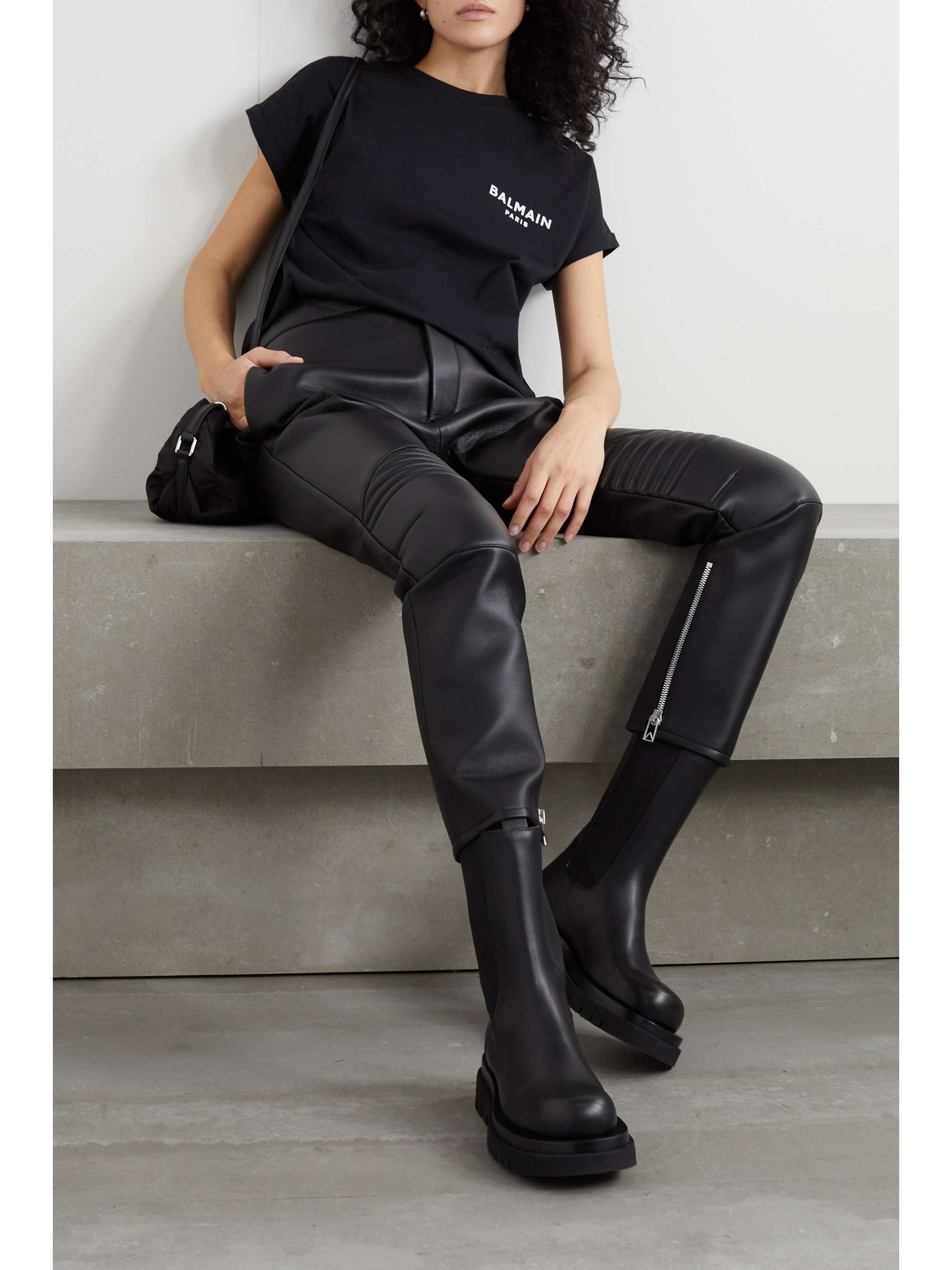 BALMAIN Flocked cotton-jersey T-shirt