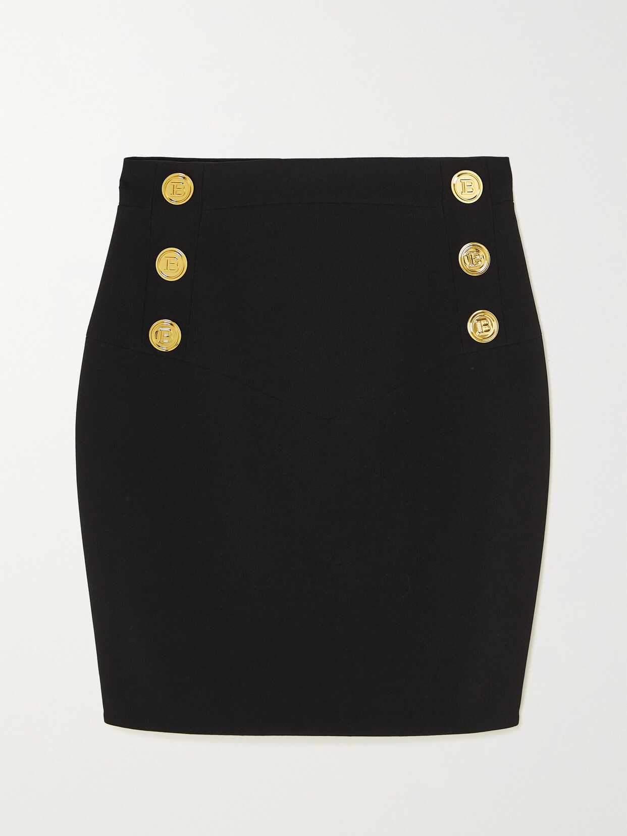 Balmain Button-detail Ribbed Knitted Skirt In Black
