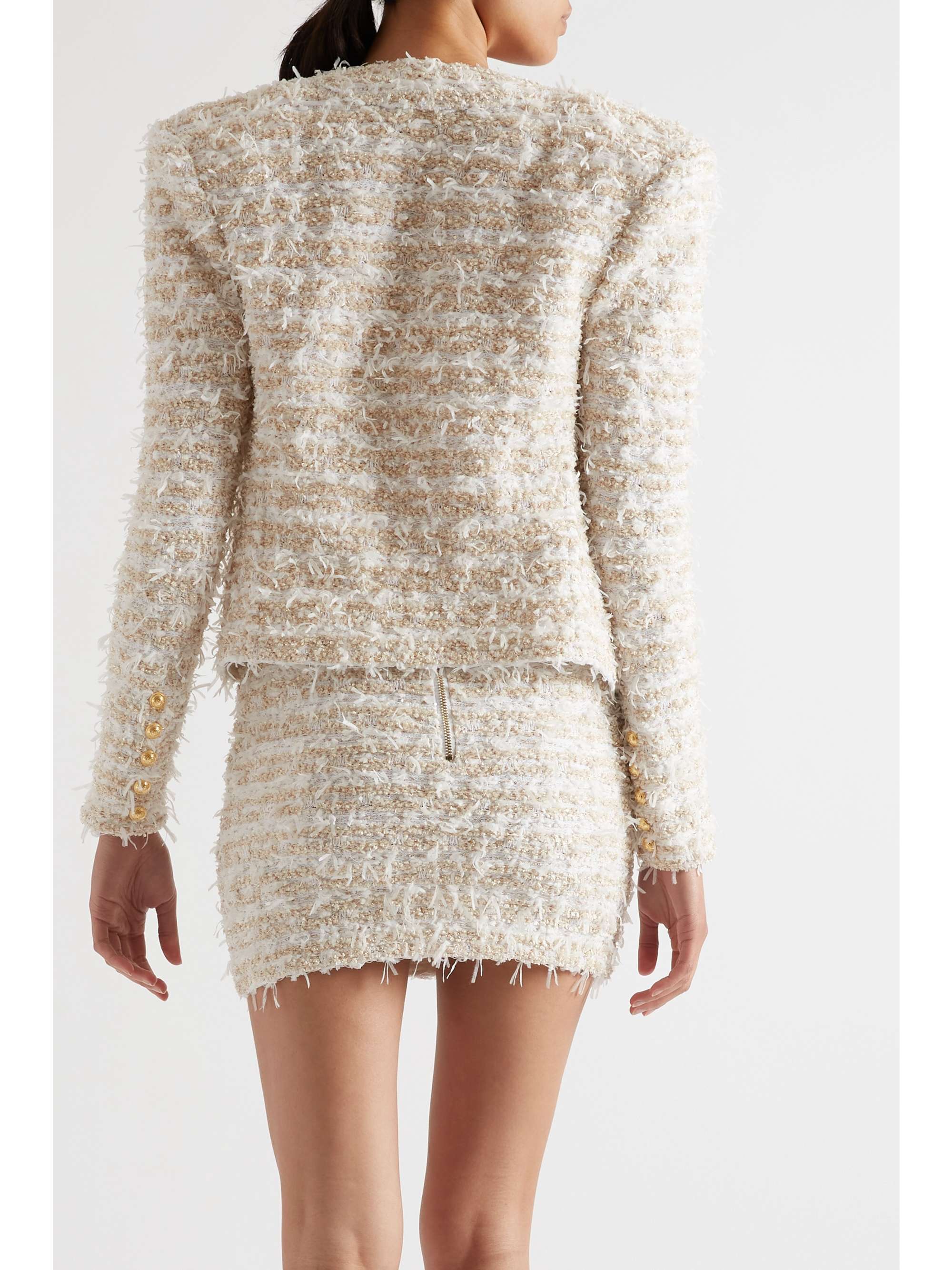 BALMAIN Metallic bouclé-tweed jacket